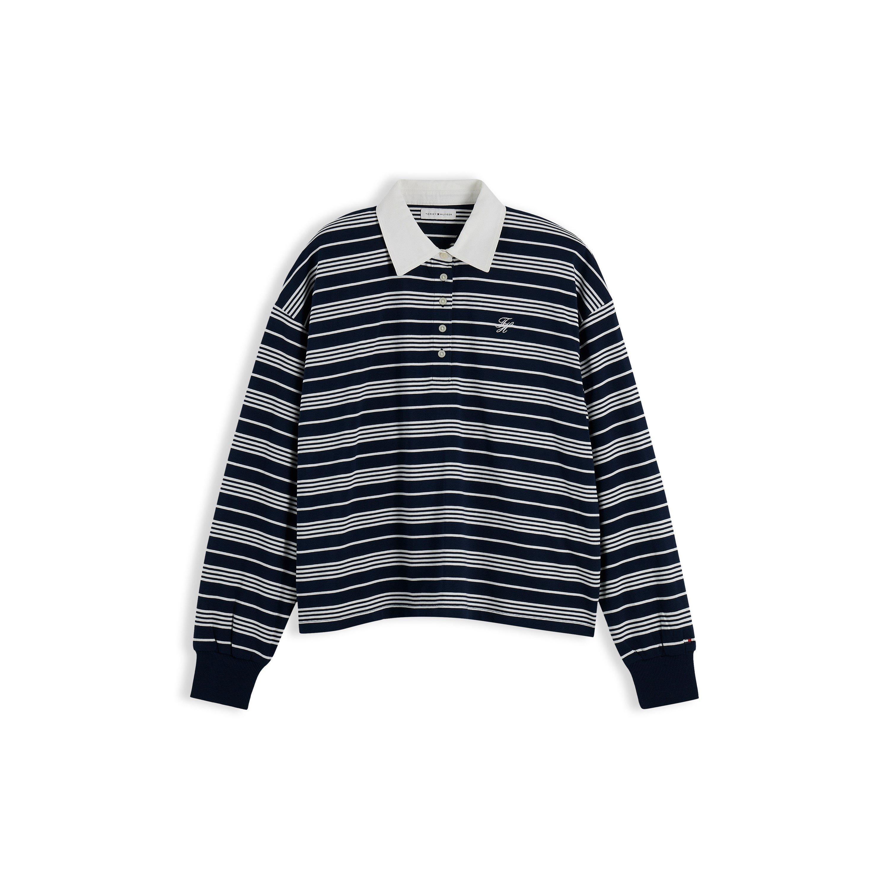 Broken Stripe - Tommy Hilfiger - Women's Cotton Long-Sleeve Rugby Shirt - 1