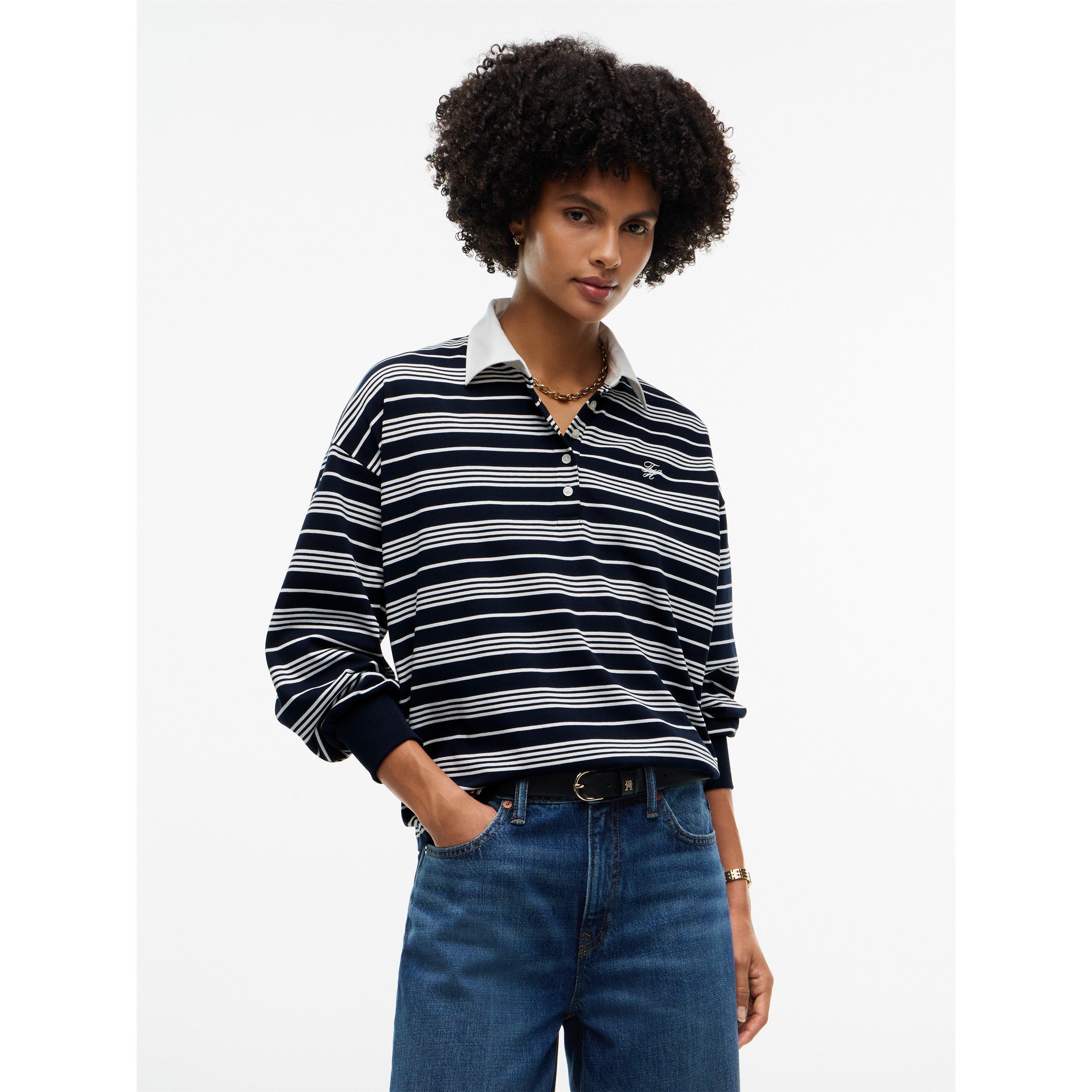 Broken Stripe - Tommy Hilfiger - Women's Cotton Long-Sleeve Rugby Shirt - 2