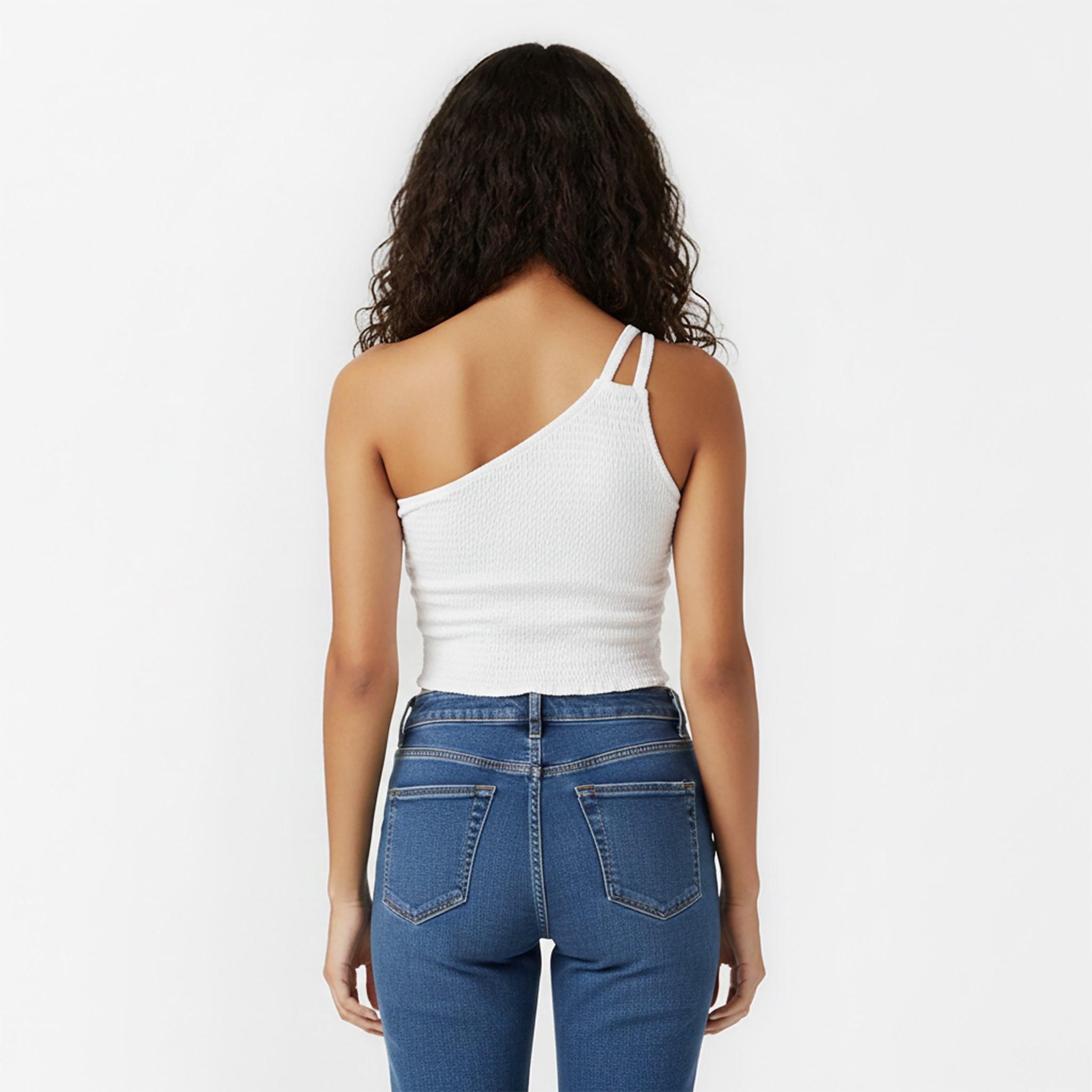 Vintage White - Jack Wills - JW One Shoulder Shirred Top - 4