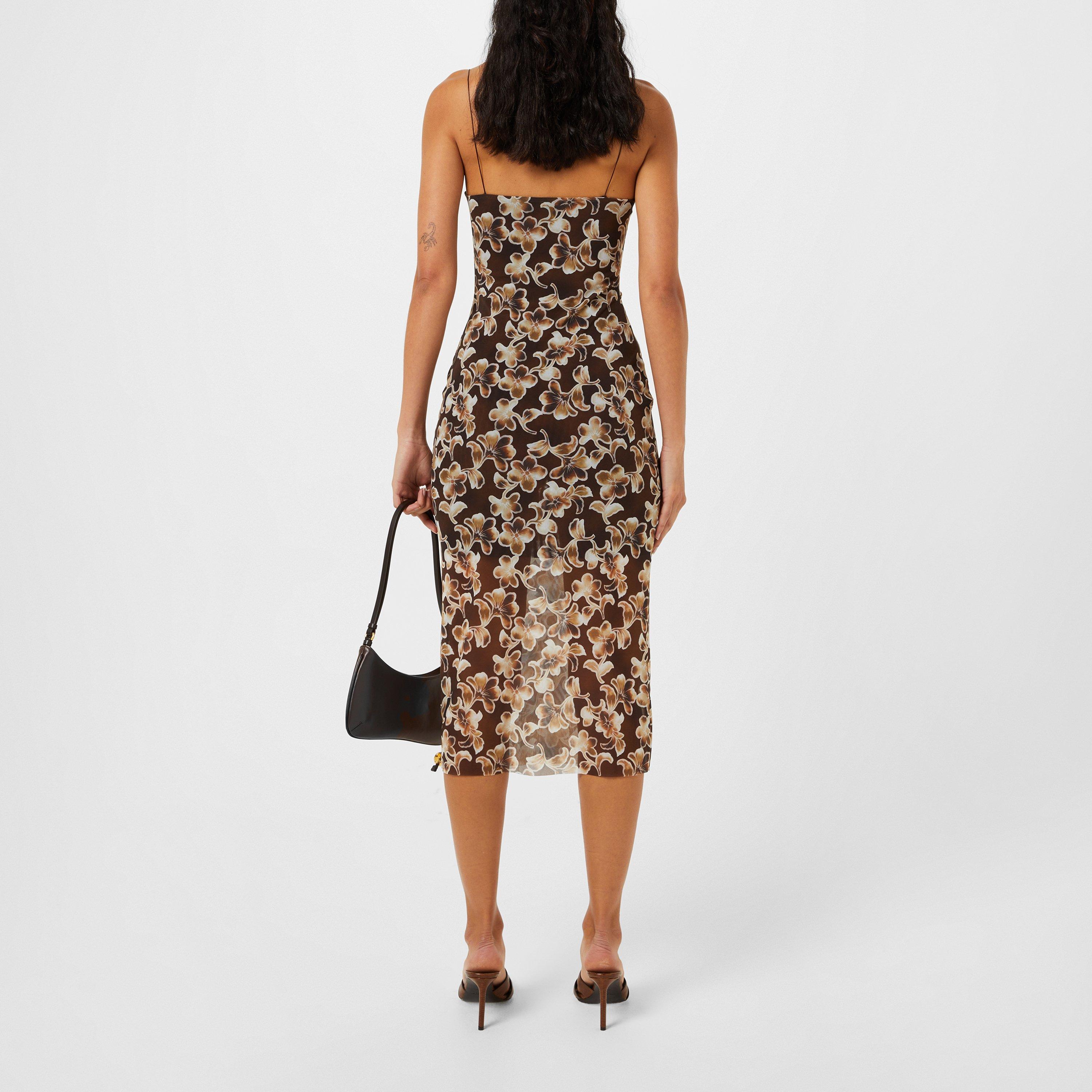 Hibiscus Choc - Bec and Bridge - Women's Herlani Floral Print Mesh Midi Dress - 3
