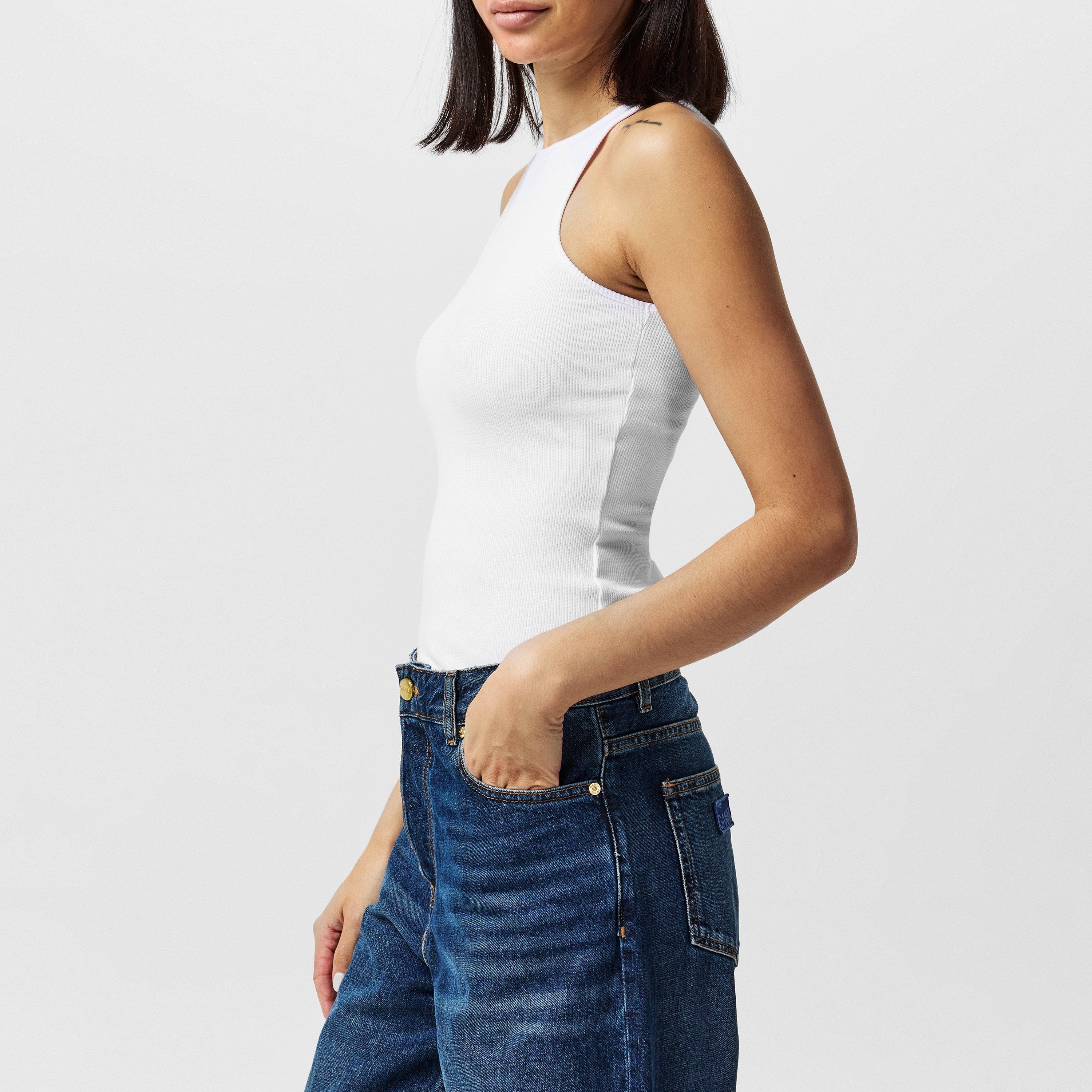 White - French Connection - Women's Rassia Rib Tank Vest - 2