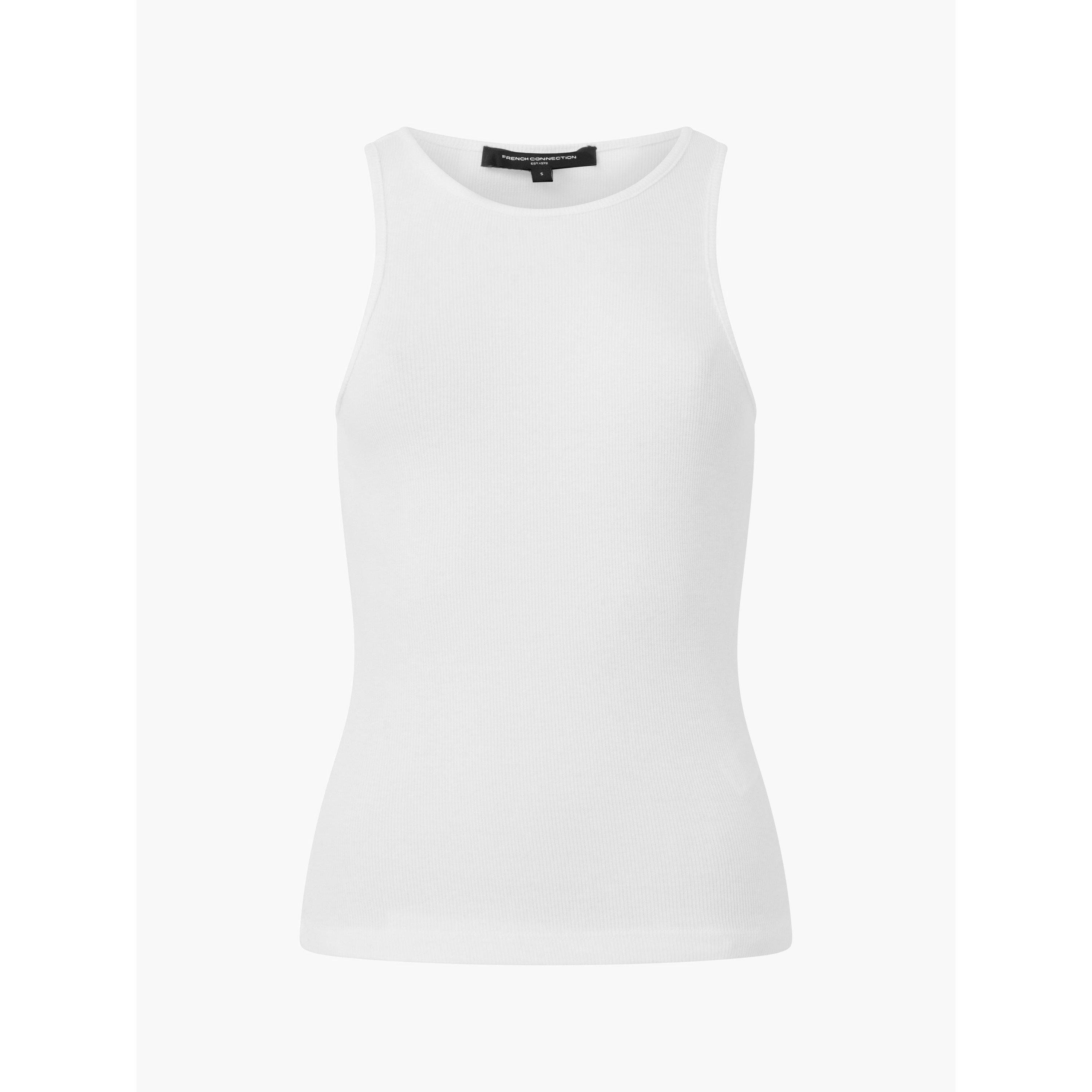 White - French Connection - Women's Rassia Rib Tank Vest - 5