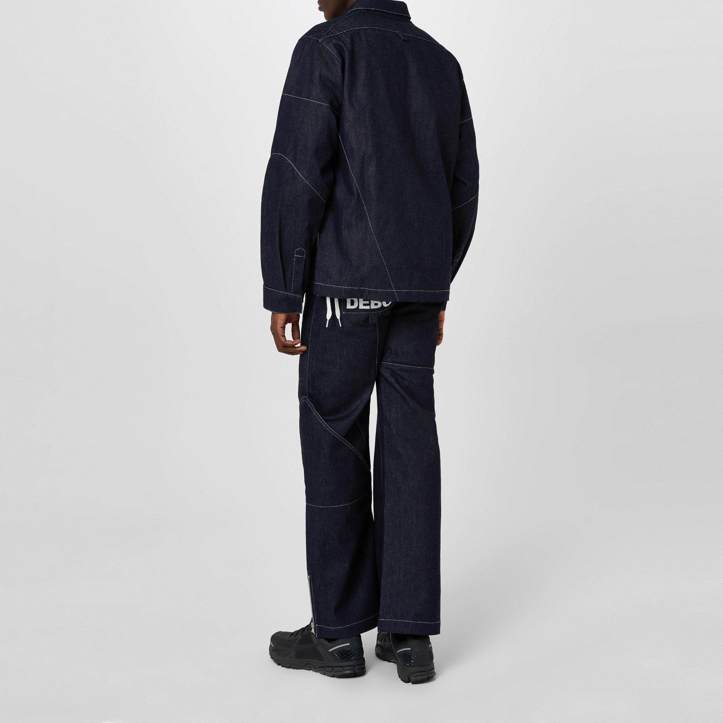 Blue - Gbadebo - Men's Patchwork Workwear Organic Cotton Long Sleeve Oversized Fit Field Jacket - 3