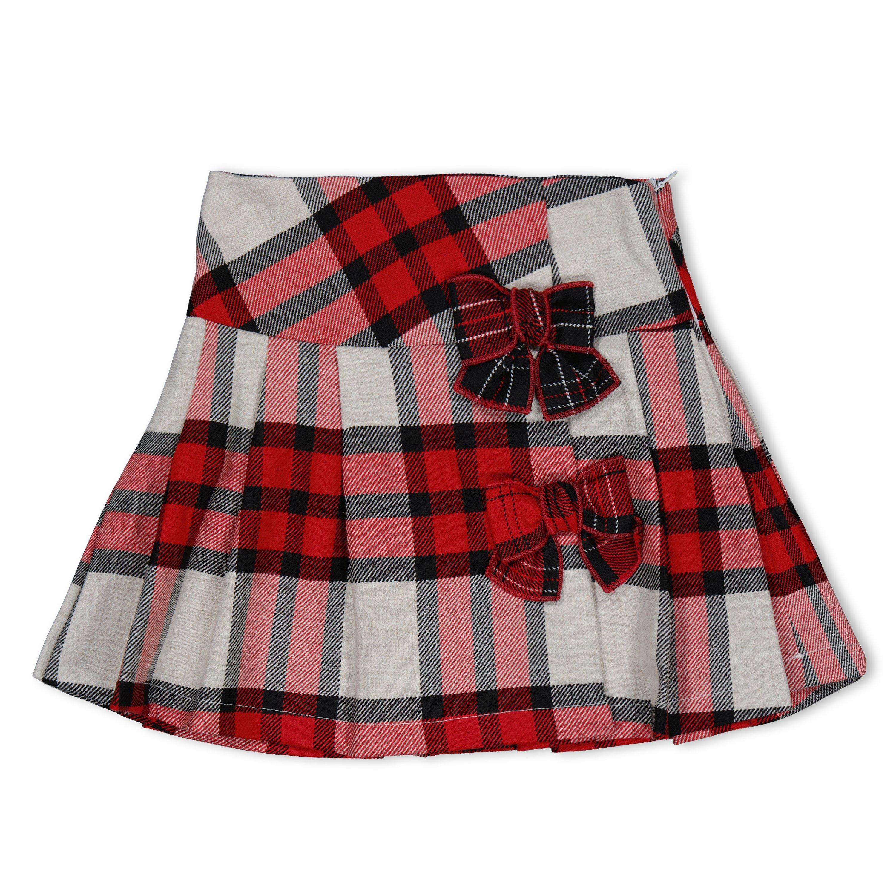 Red/Cream - Balloon Chic - Kids' Tartan Mini Skirt - 1