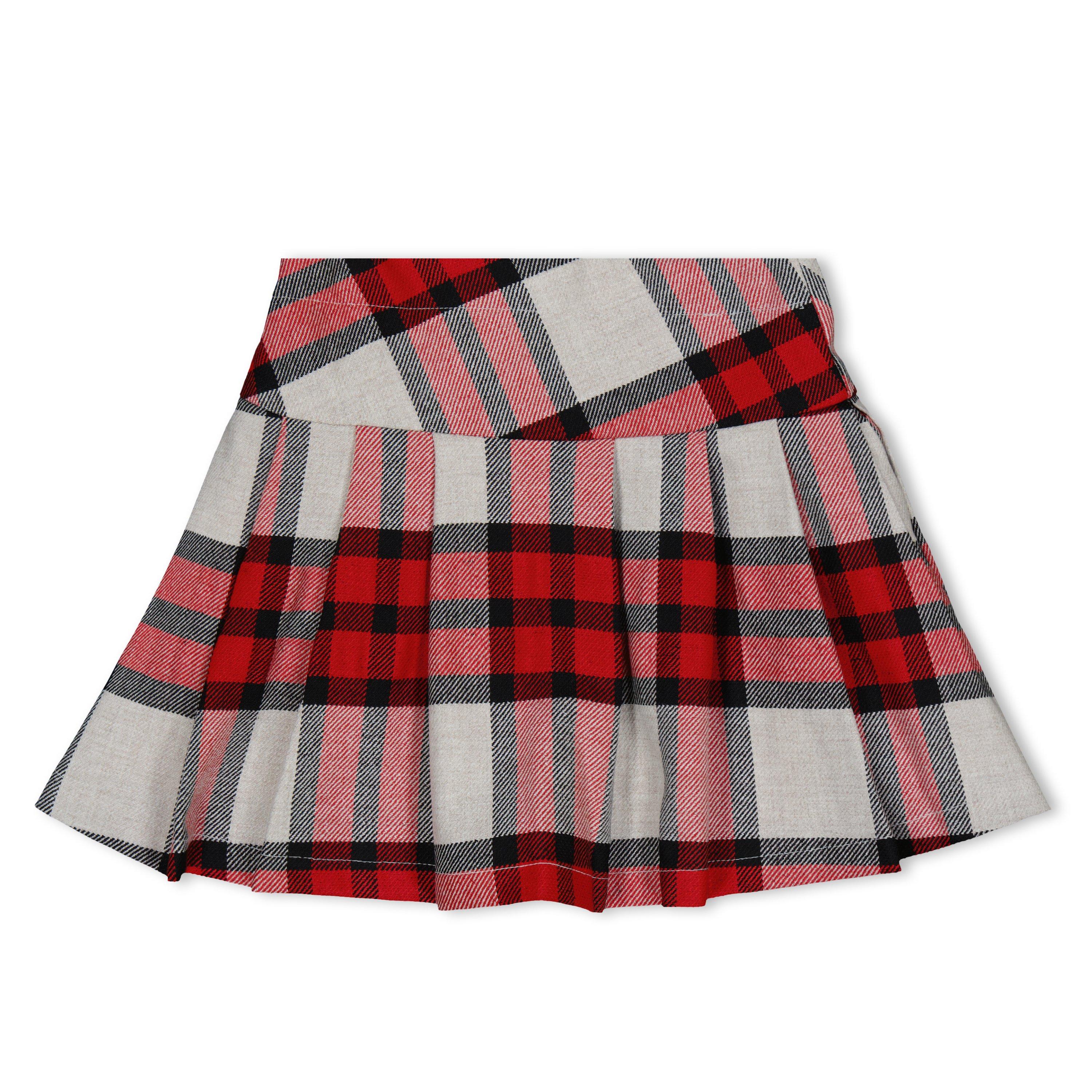 Red/Cream - Balloon Chic - Kids' Tartan Mini Skirt - 2