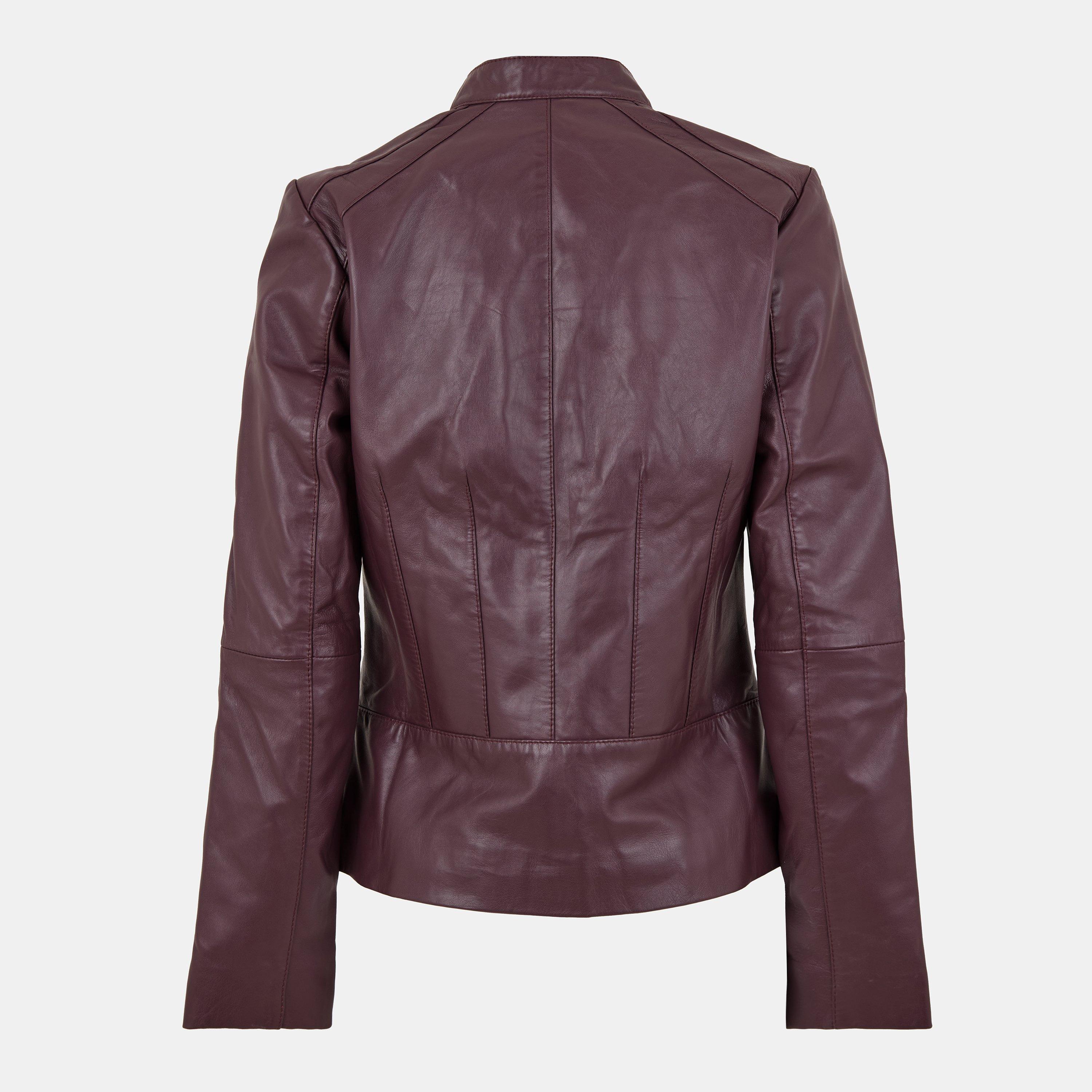 Fig - Biba - Women's Neru Collar Leather Long Sleeve Leather Jacket - 2