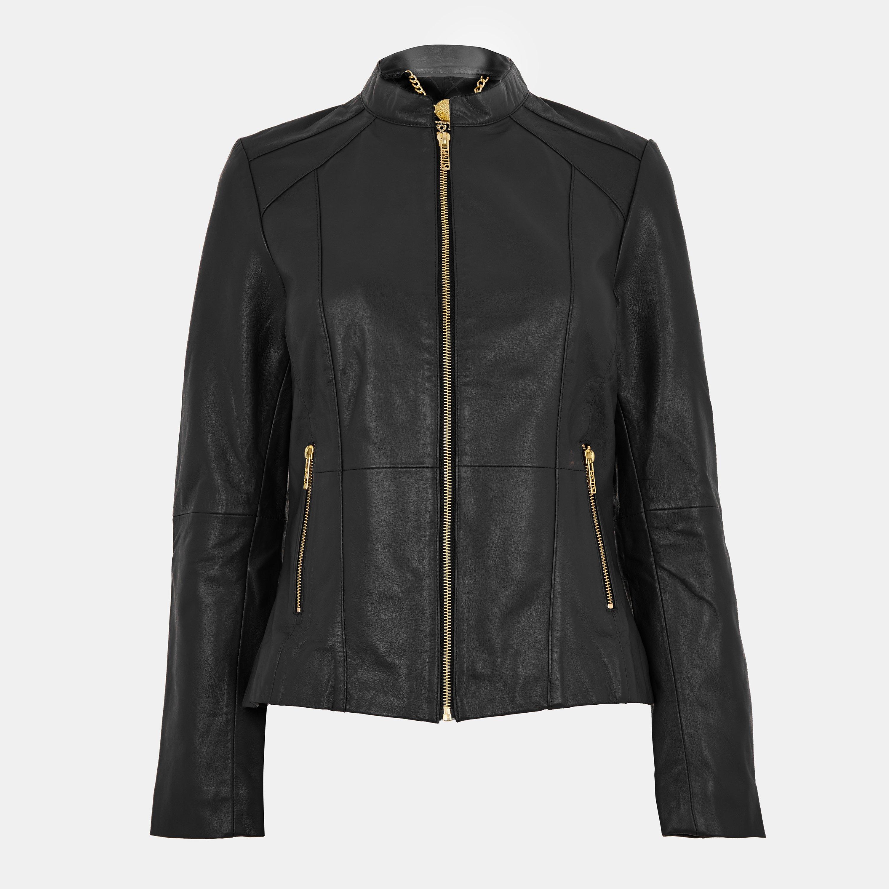 яке Women's Neru Collar Leather Long Sleeve Leather