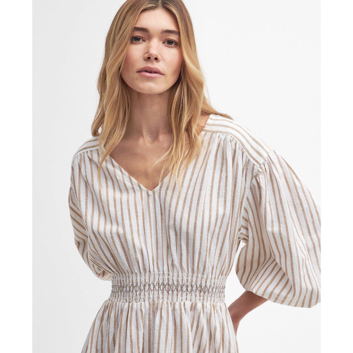 White/Tannin - Barbour - Ella Striped Mini Dress - 6