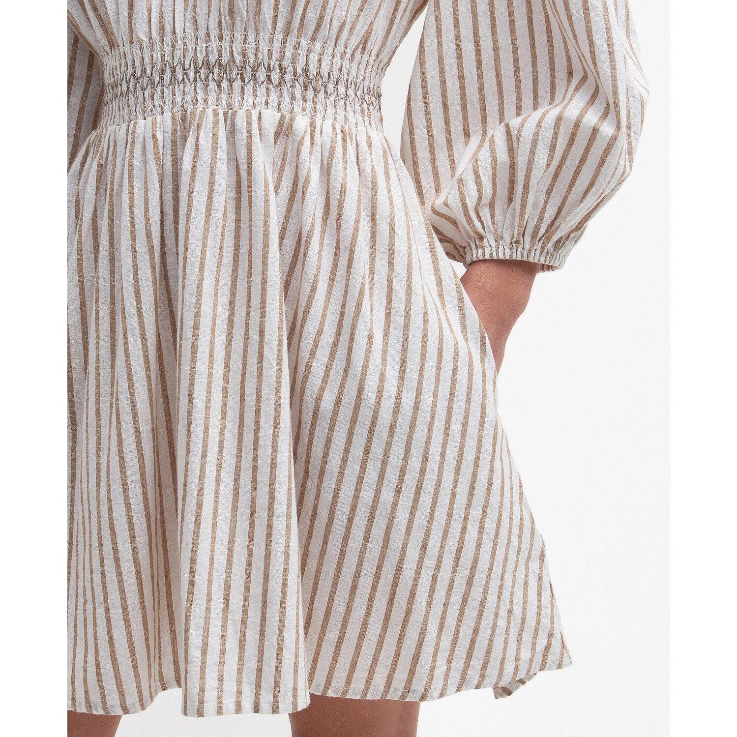 White/Tannin - Barbour - Ella Striped Mini Dress - 8