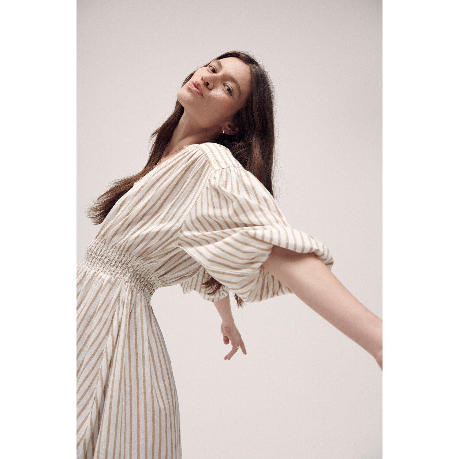 White/Tannin - Barbour - Ella Striped Mini Dress - 10