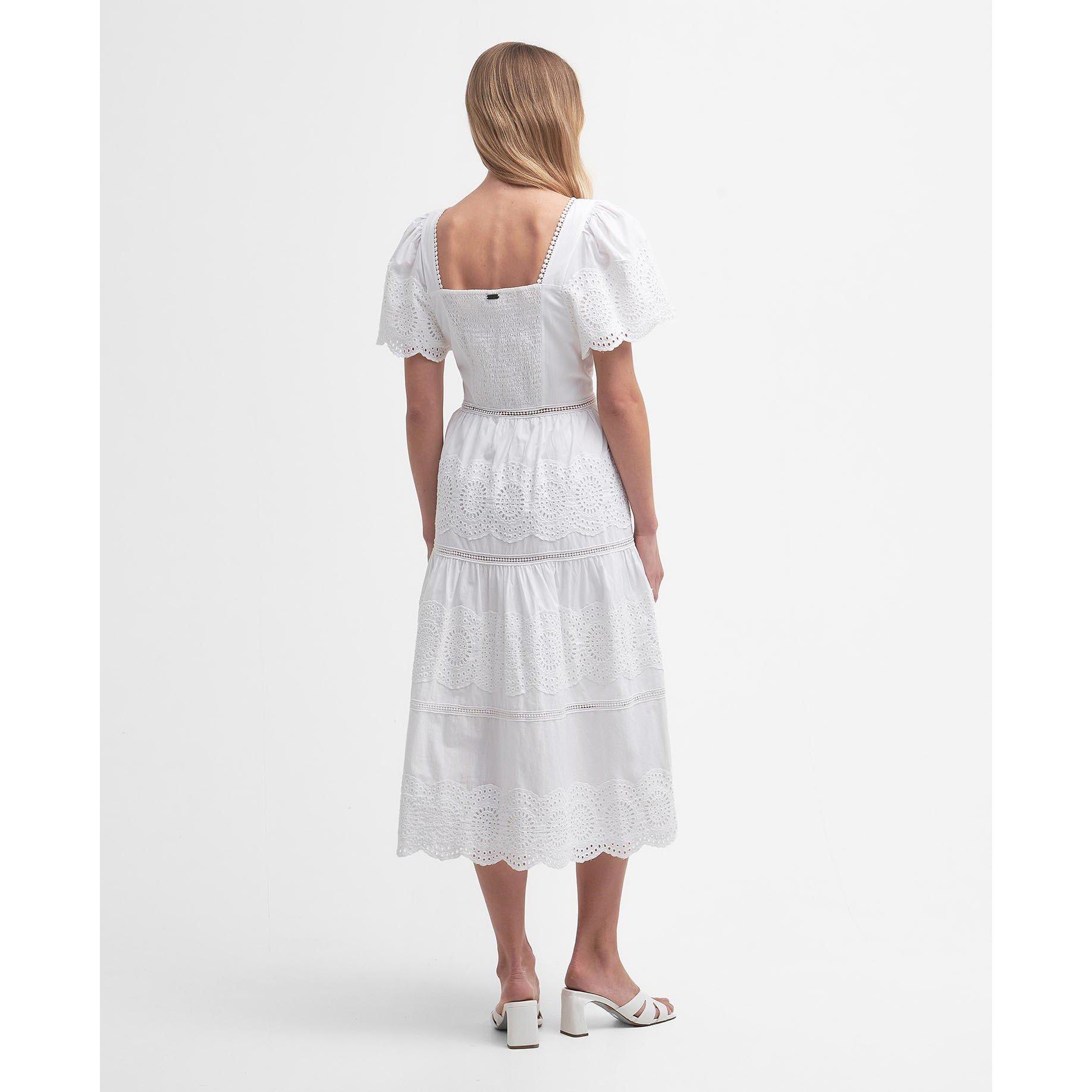 White - Barbour - Joanne Broderie Midi Dress - 2
