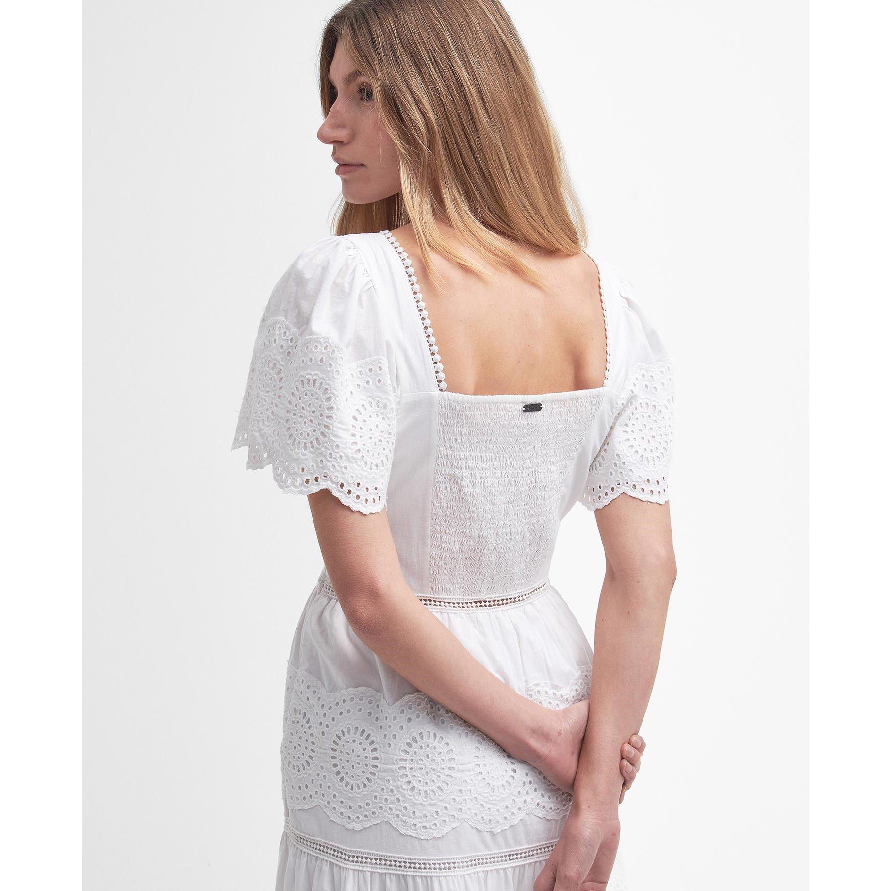White - Barbour - Joanne Broderie Midi Dress - 5