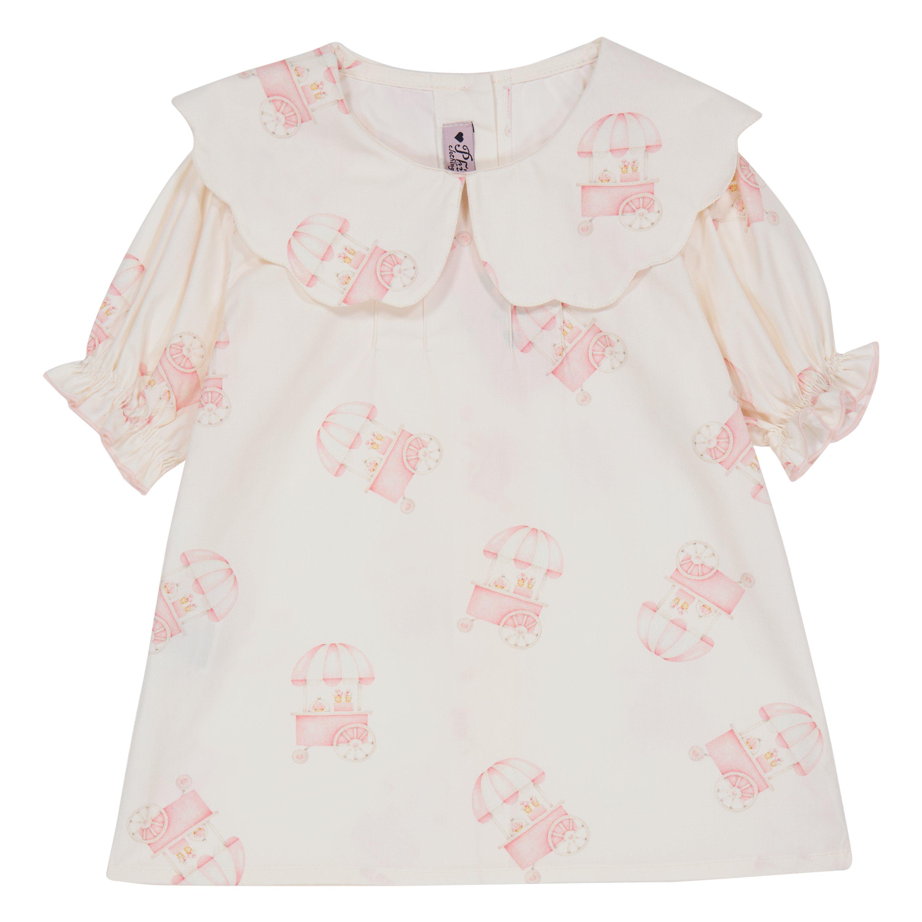 Phi Kids' Candy Cart Short-Sleeve Blouse - Pale Pink