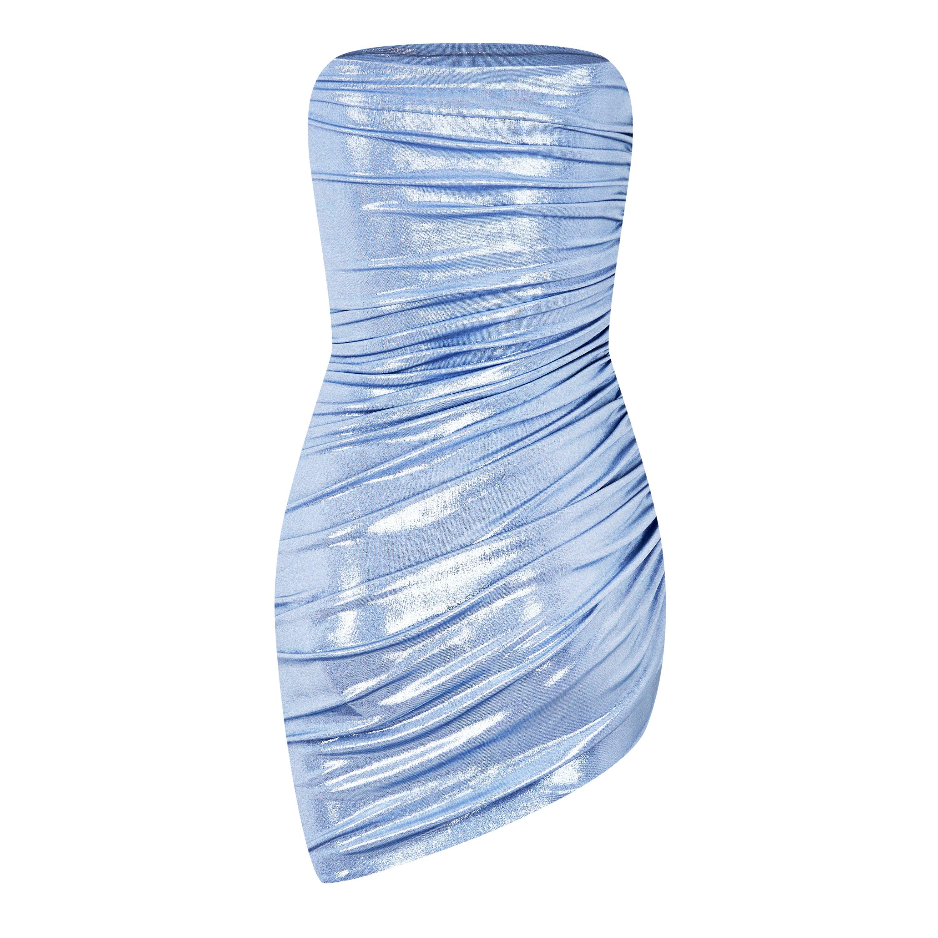 Misty Blue - Norma Kamali - Strapless Diana Pickball Mini Dress - 6