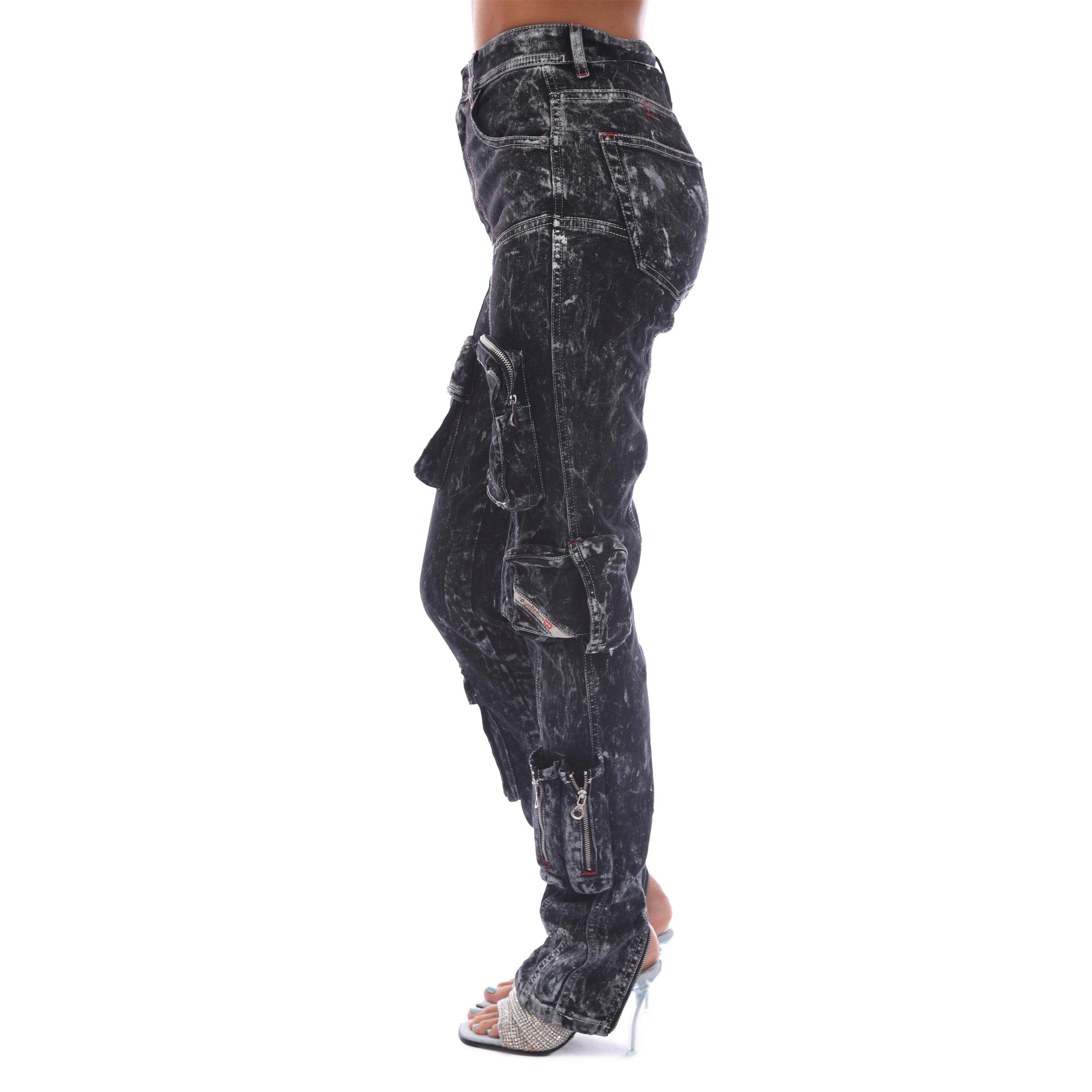 Black/Grey Denm - Diesel - Women's Straight Leg Jeans - 2