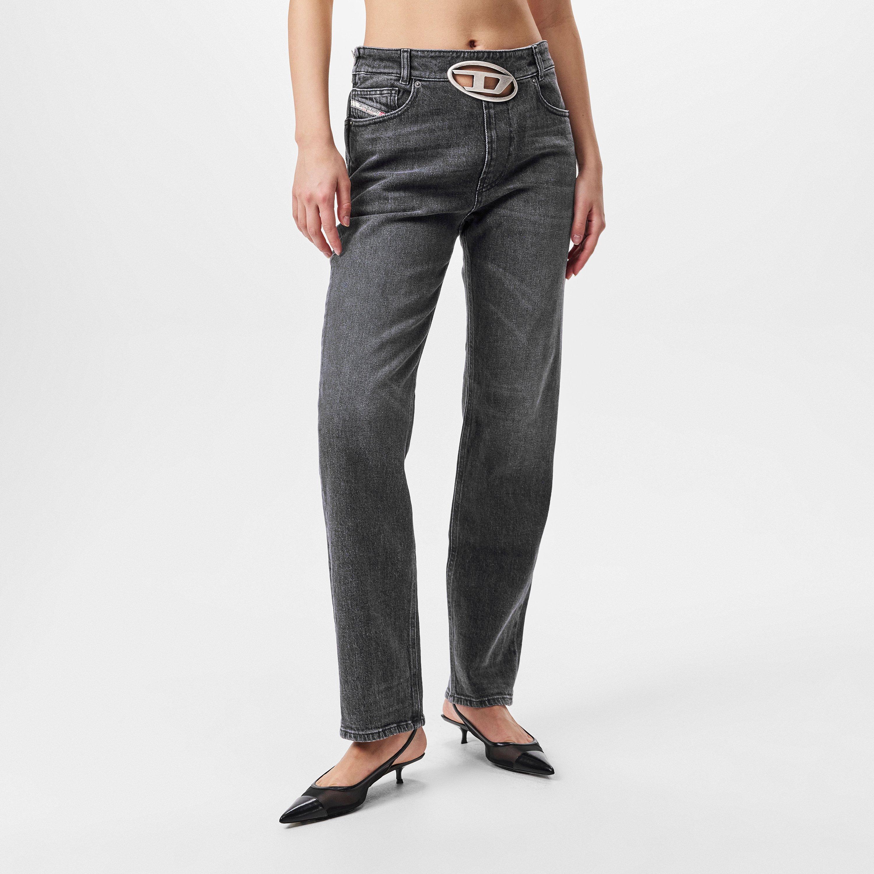 Black/Grey Denm - Diesel - Women's Straight Leg Jeans - 3