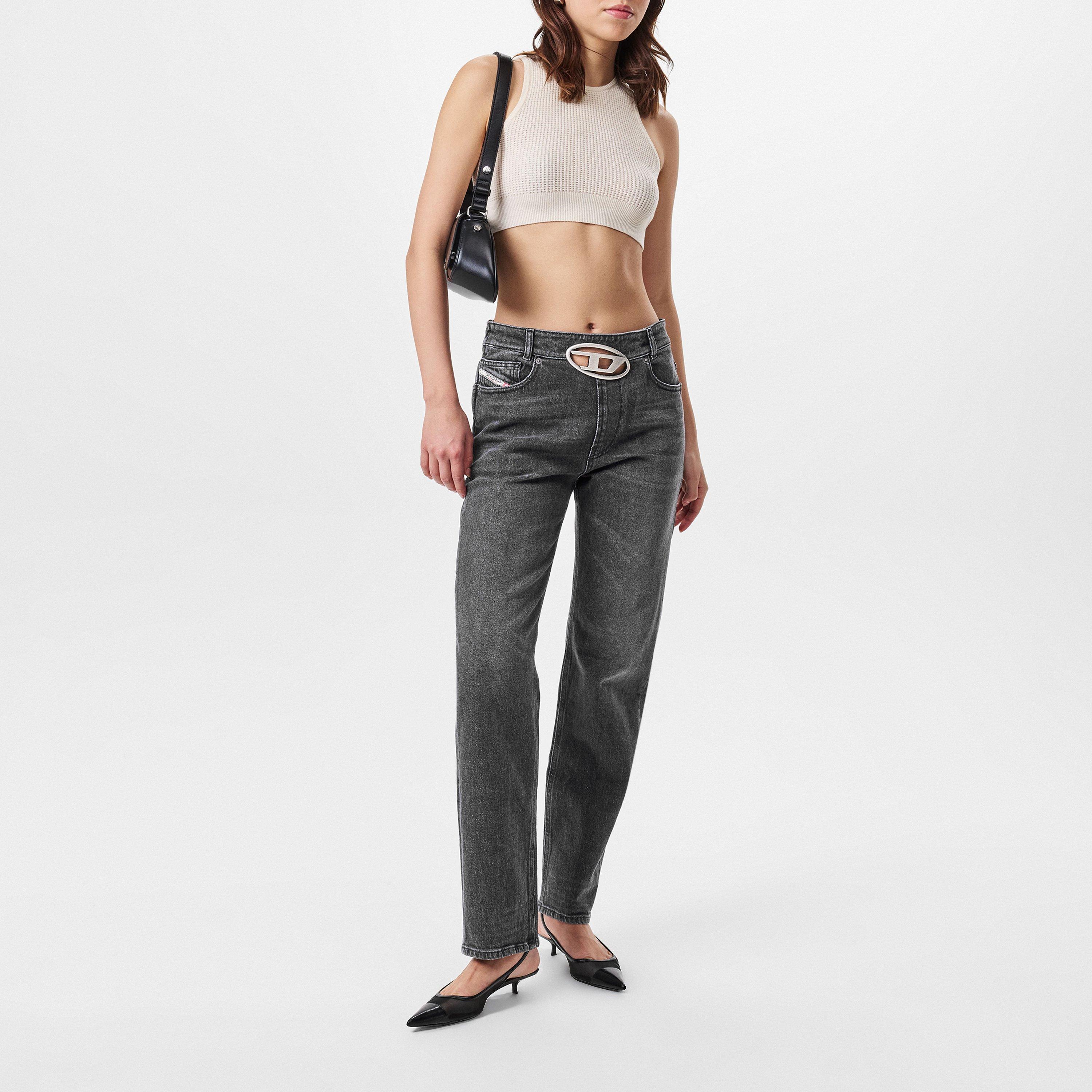 Black/Grey Denm - Diesel - Women's Straight Leg Jeans - 6