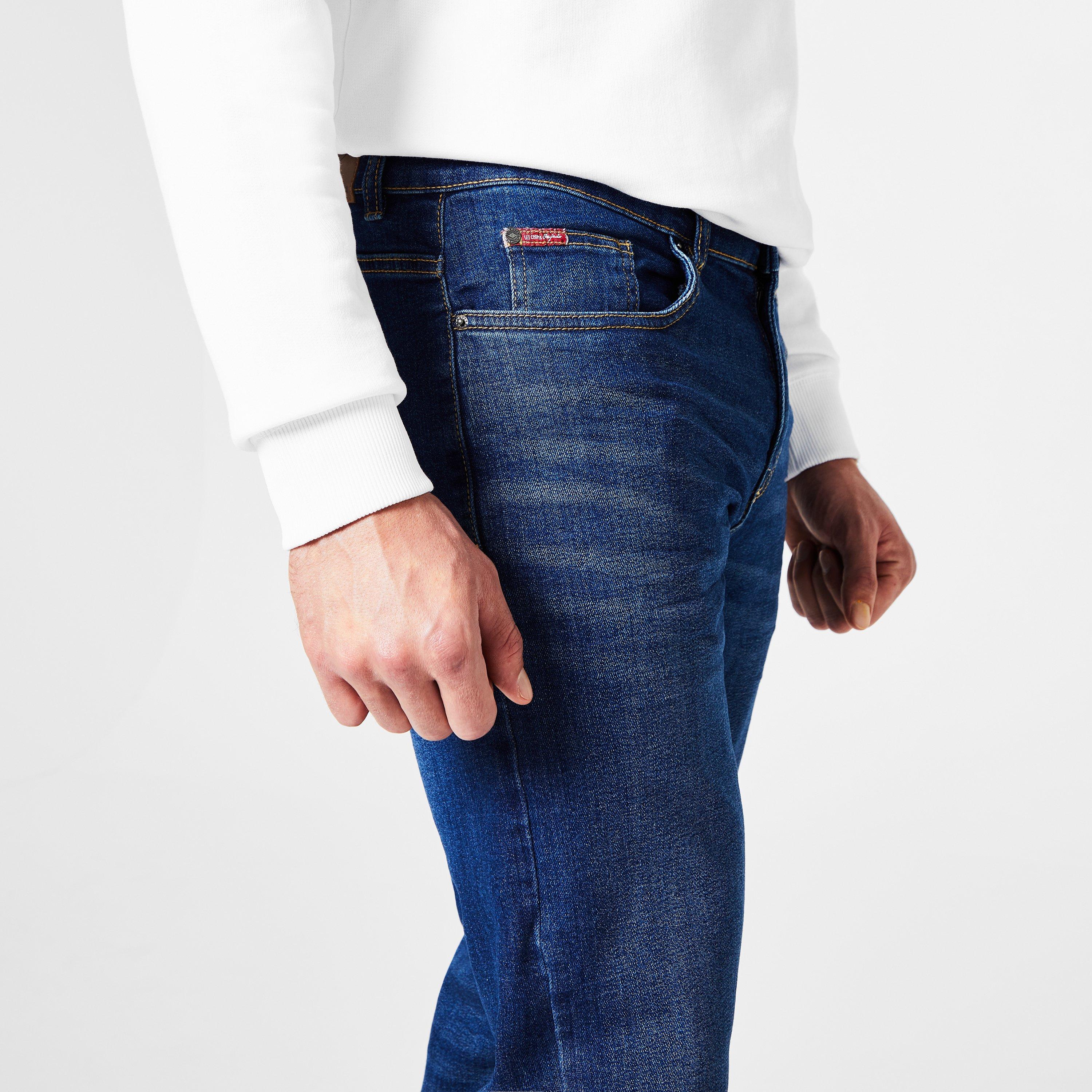 Mid Wash - Lee Cooper - Belted Jeans Mens - 4