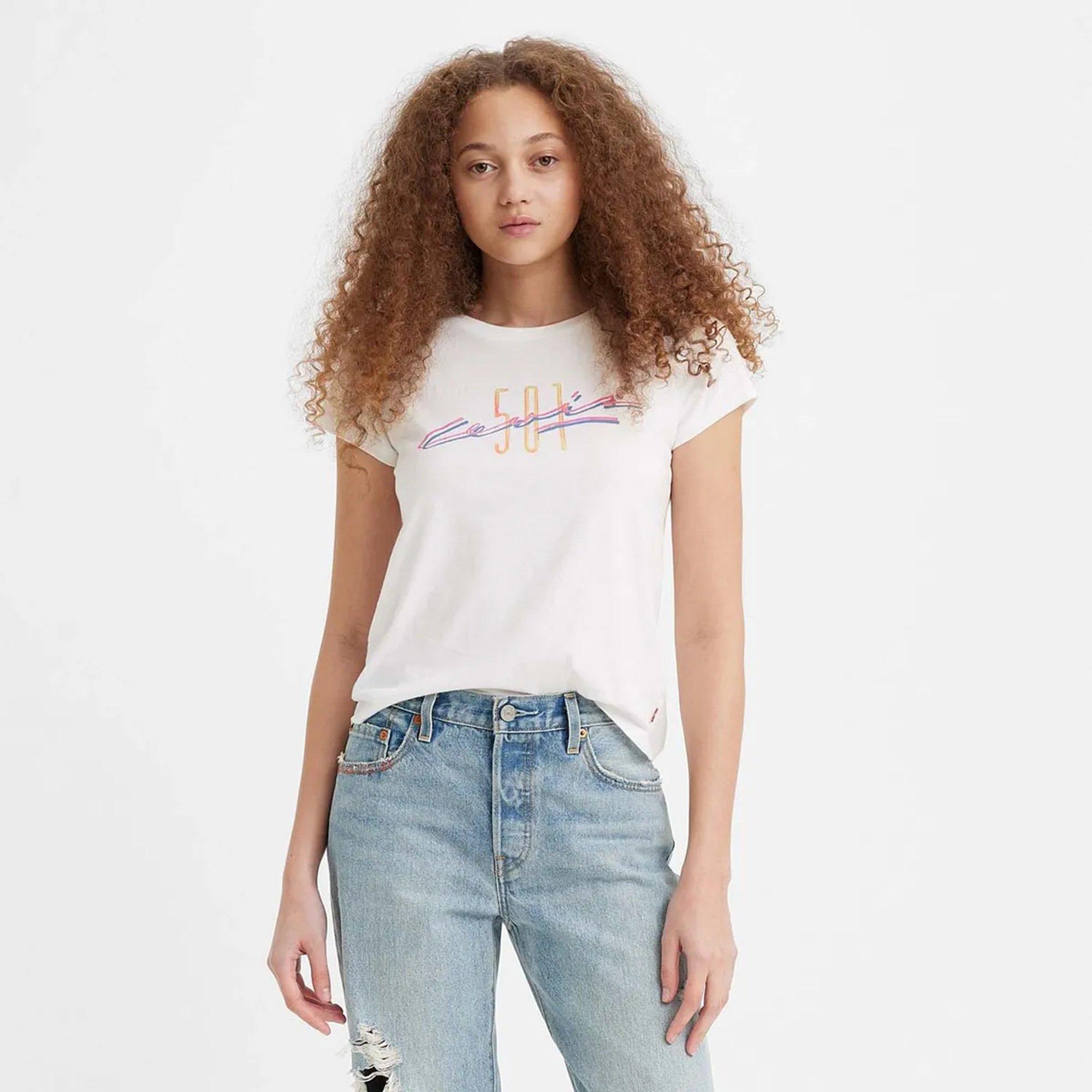 501 Clf B White - Levis - Womens Graphic Authentic Tee - 1