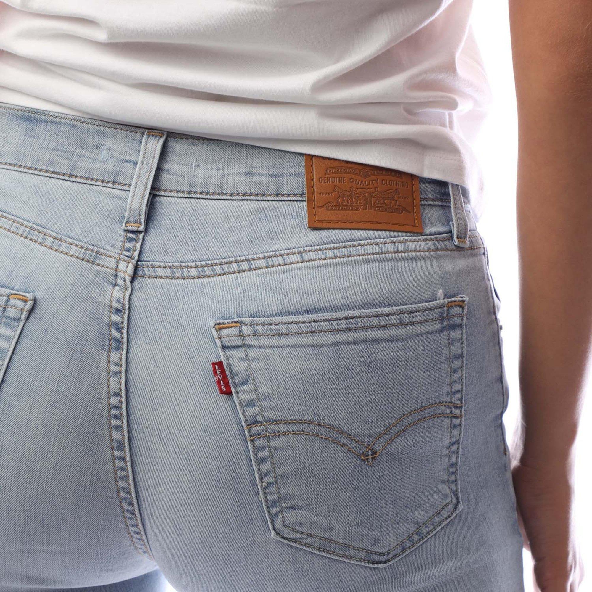 Blue - Levis - Women's High Rise Straight Leg Jeans - 3