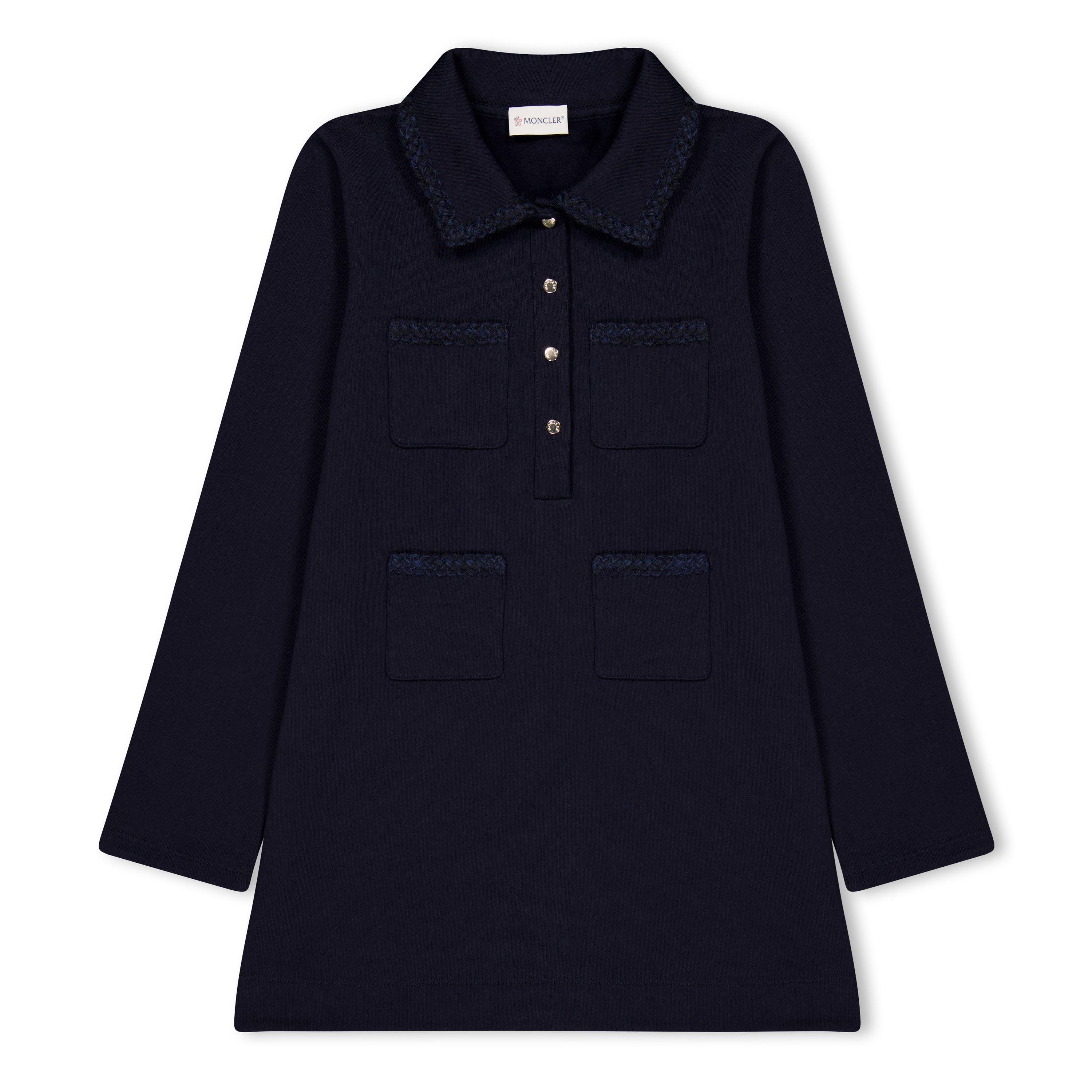 Moncler Long Sleeve Polo Dress Junior - Navy 778 - Size 8Y