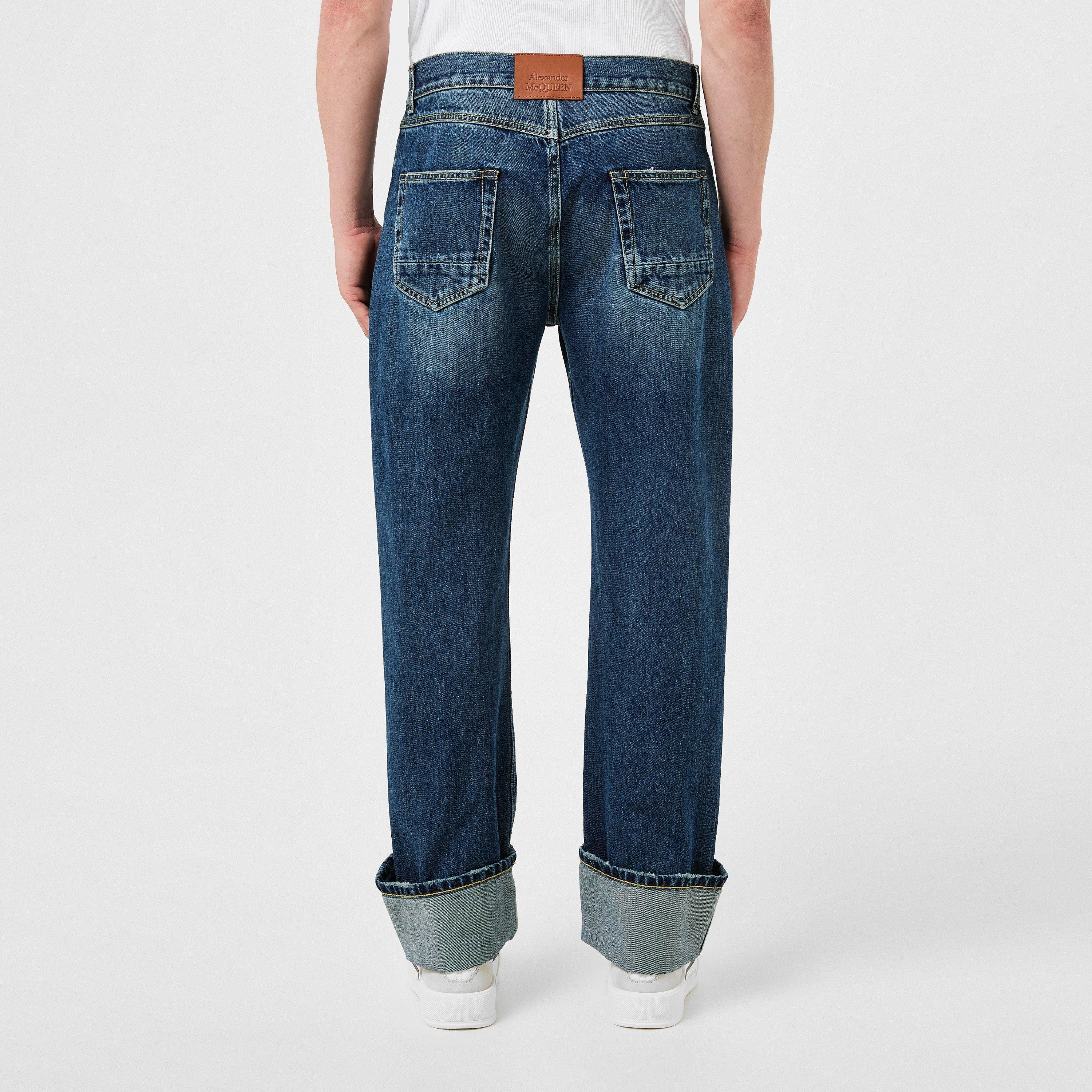 ★alexander mcqueen★ High Waist Turn Up Denim Pants Dark Na Alexander McQueen Wide-leg high-rise jeans Alexander McQueen