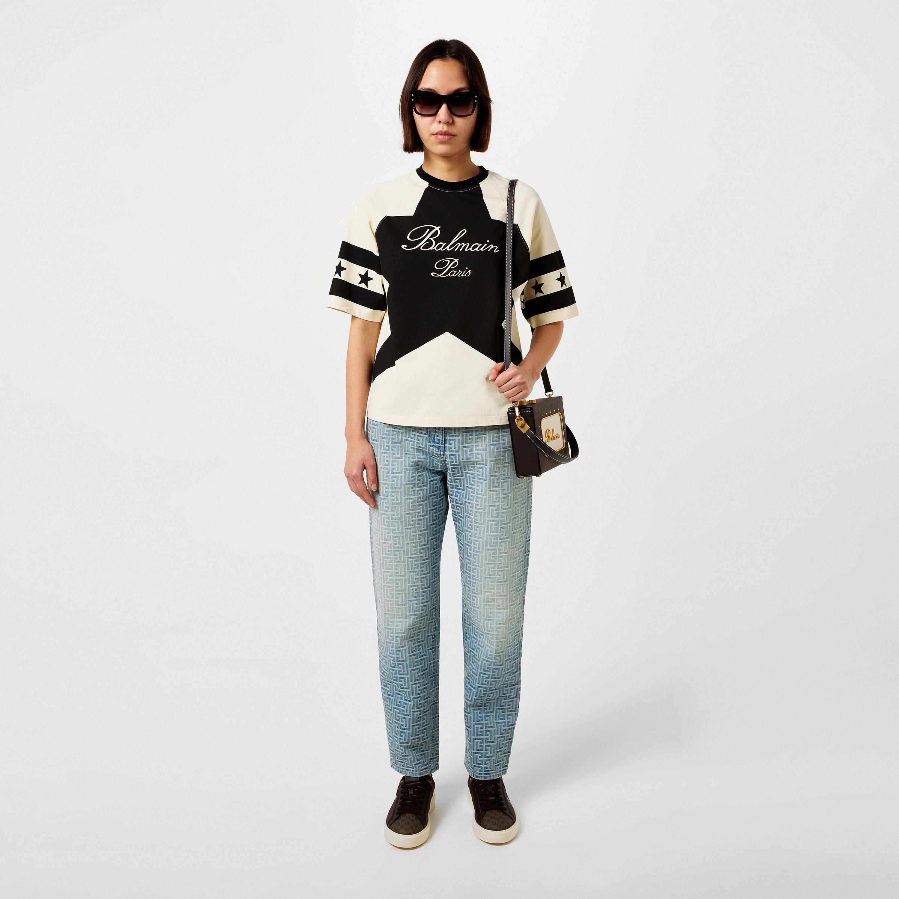 6FF BLEU JEAN - Balmain - Monogram Straight Leg Jeans - 4