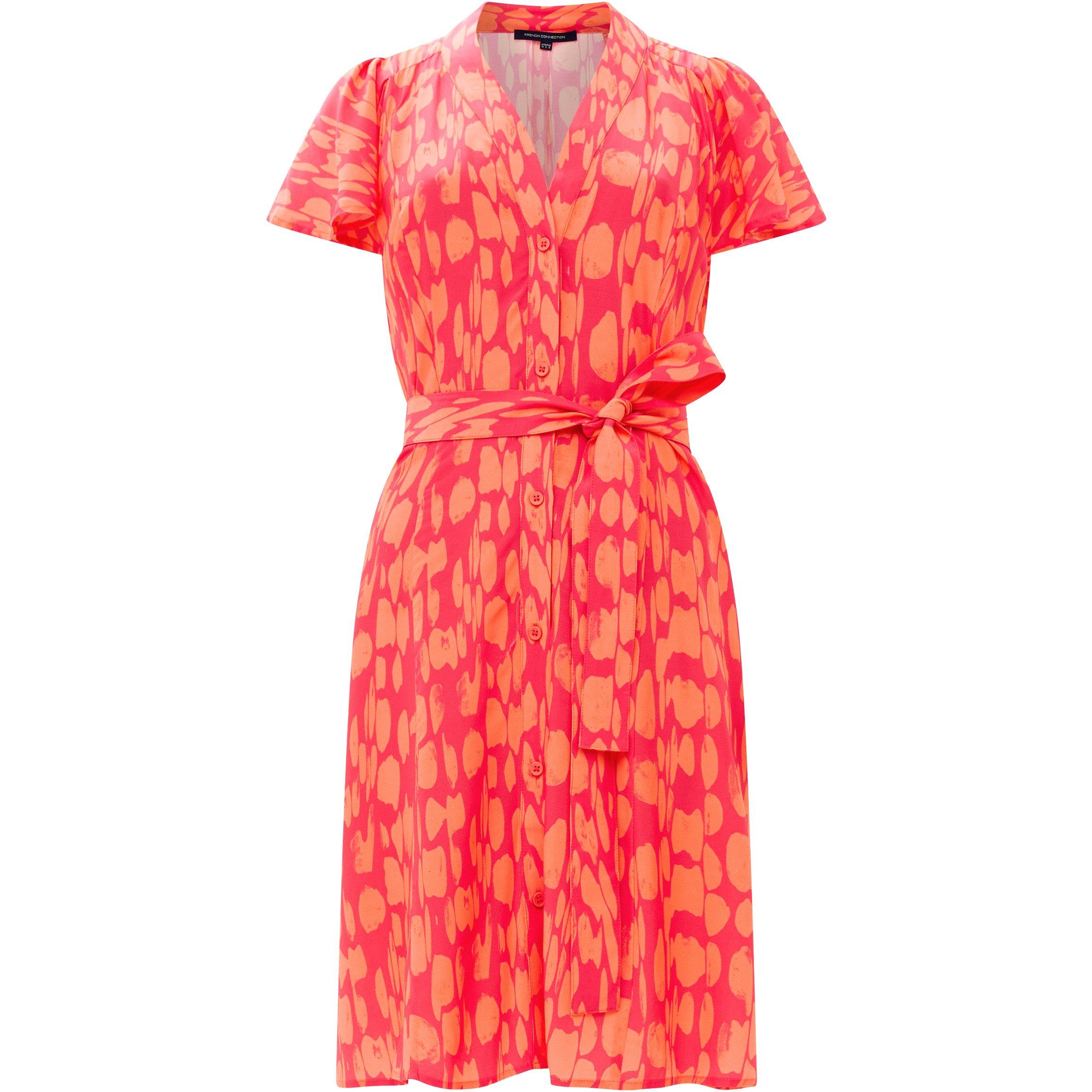 80-Coral-Azalea - French Connection - Women's Islanna Crepe V-Neck Midi Dress - 5