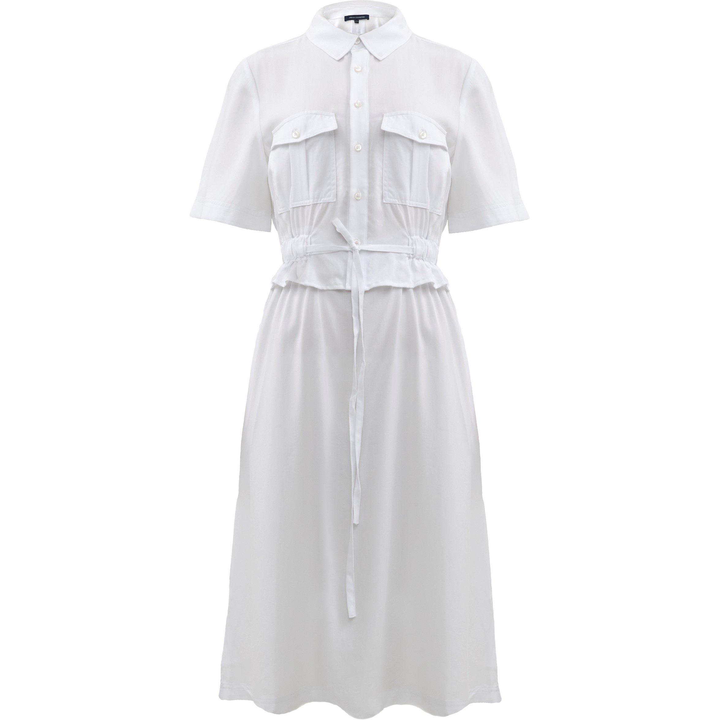 10-Linen White - French Connection - Women's Arielle Shirt Dress - 4