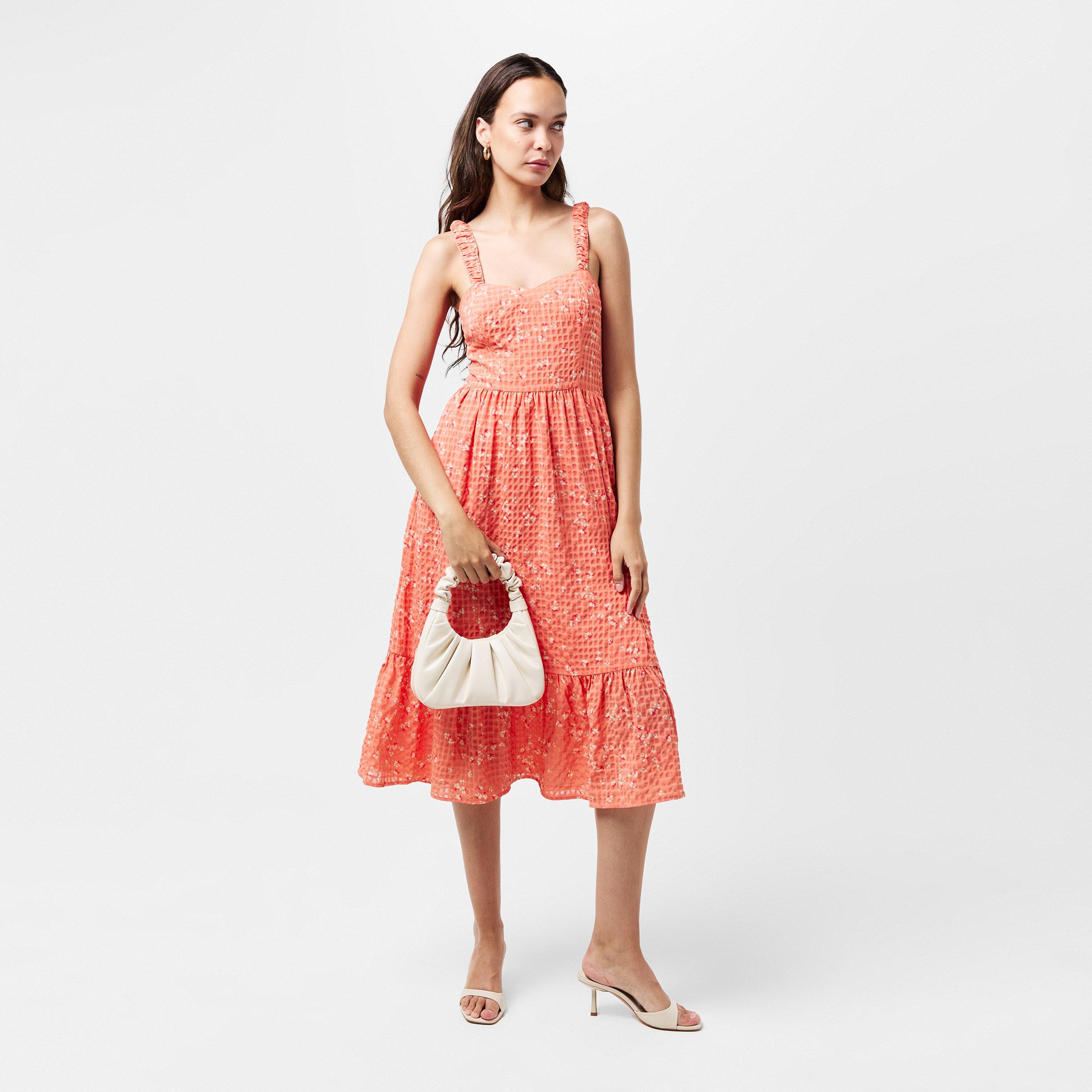 60-Coral Multi - French Connection - Women's Erin Gretta Tea Dress - 6
