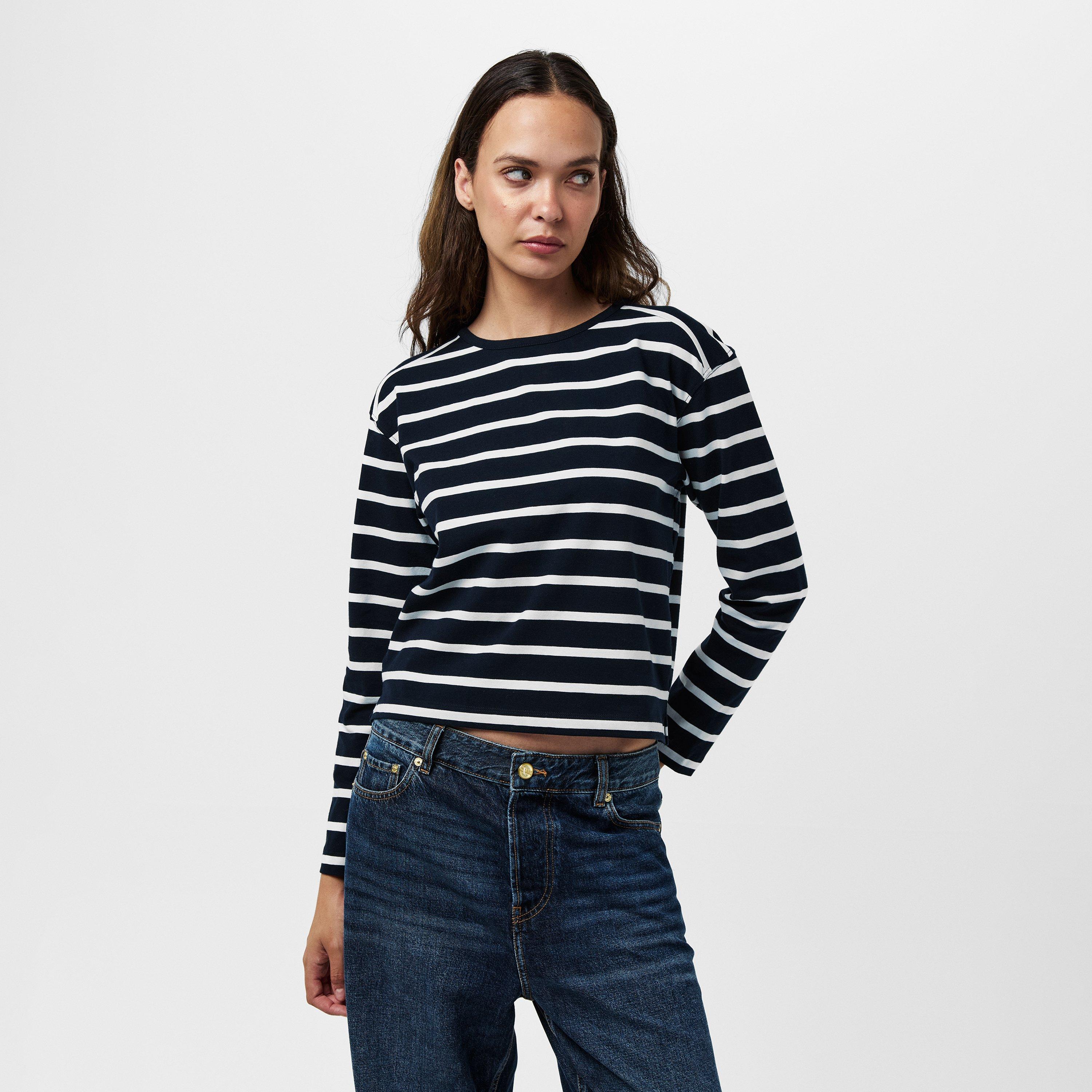 91-Strp Marine - French Connection - Women's Rallie Stripe Long-Sleeve T-Shirt - 3
