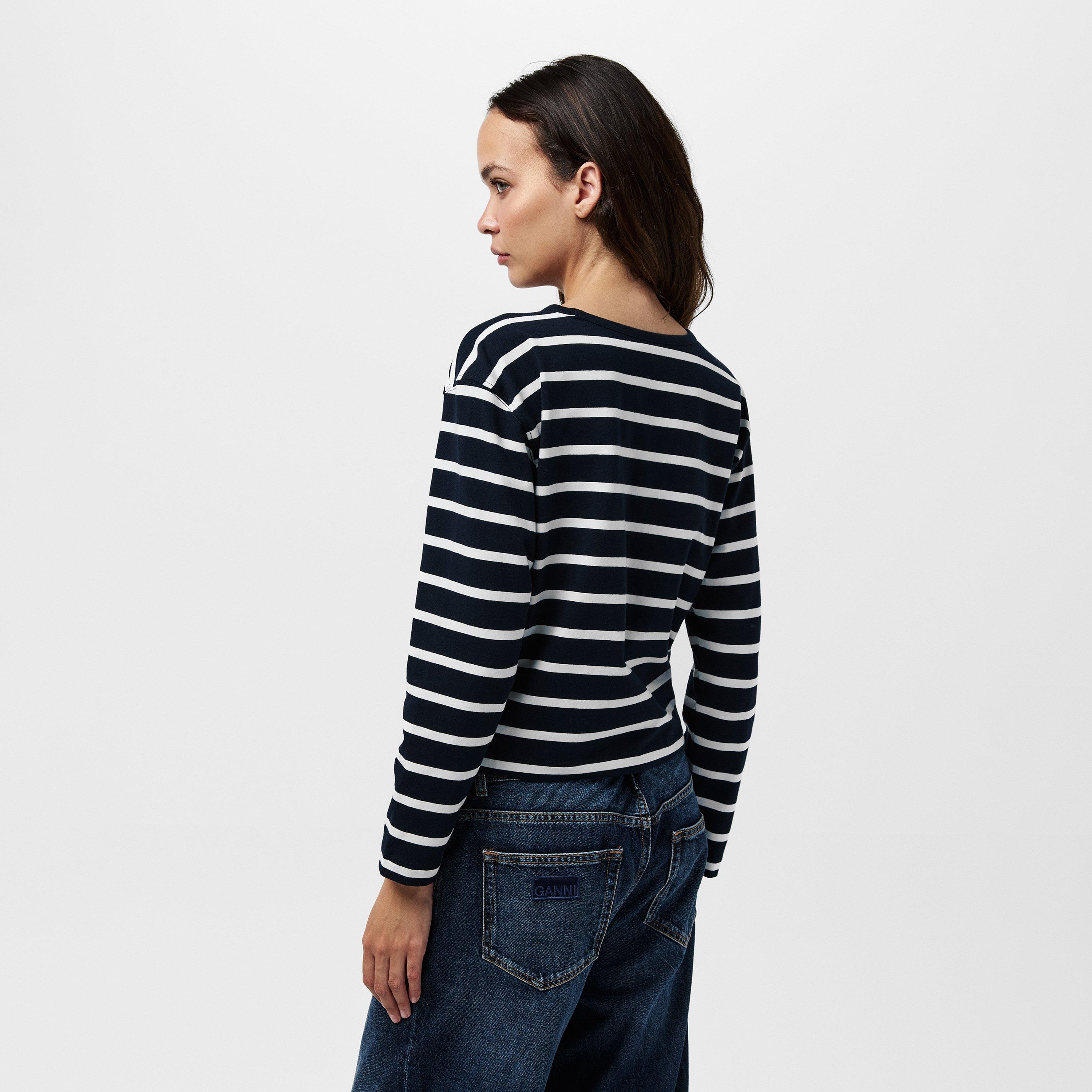 91-Strp Marine - French Connection - Women's Rallie Stripe Long-Sleeve T-Shirt - 4