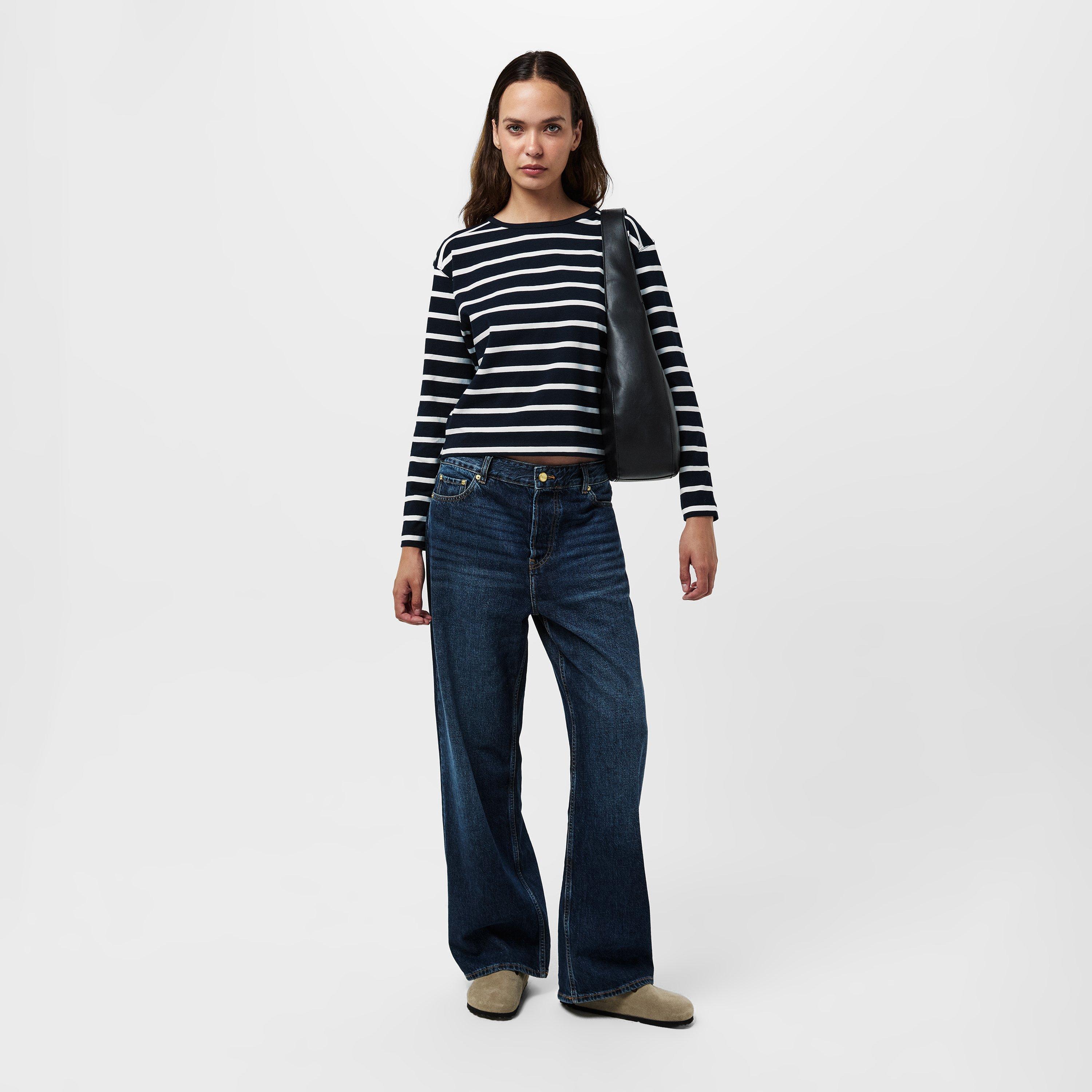 91-Strp Marine - French Connection - Women's Rallie Stripe Long-Sleeve T-Shirt - 6