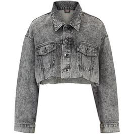 Hugo X Bella Poarch Cropped Relaxed Fit Denim Jacket