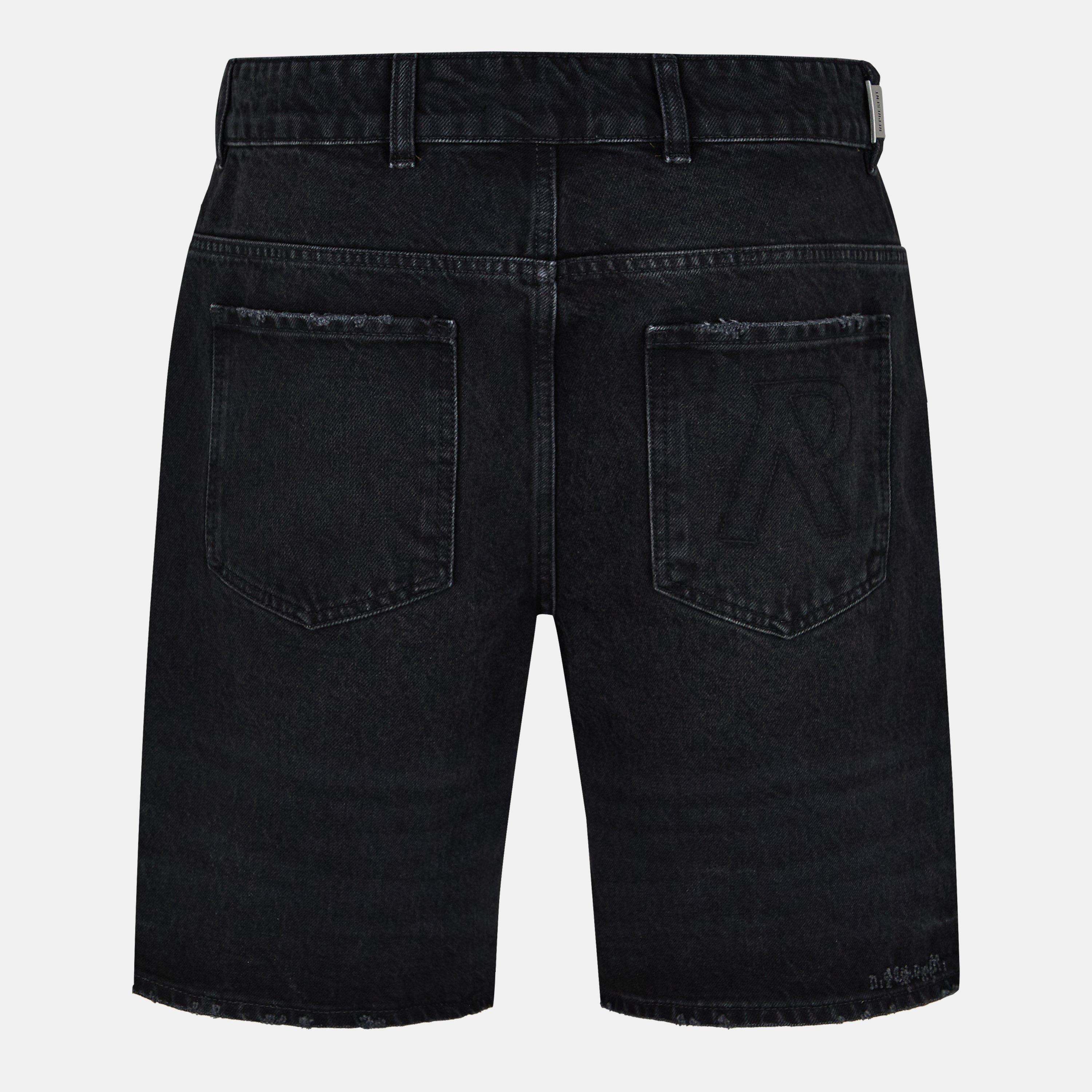 Jet Black - Represent - Men's Mid Rise Knee Length 5 Pocket Cotton Denim Shorts - 2