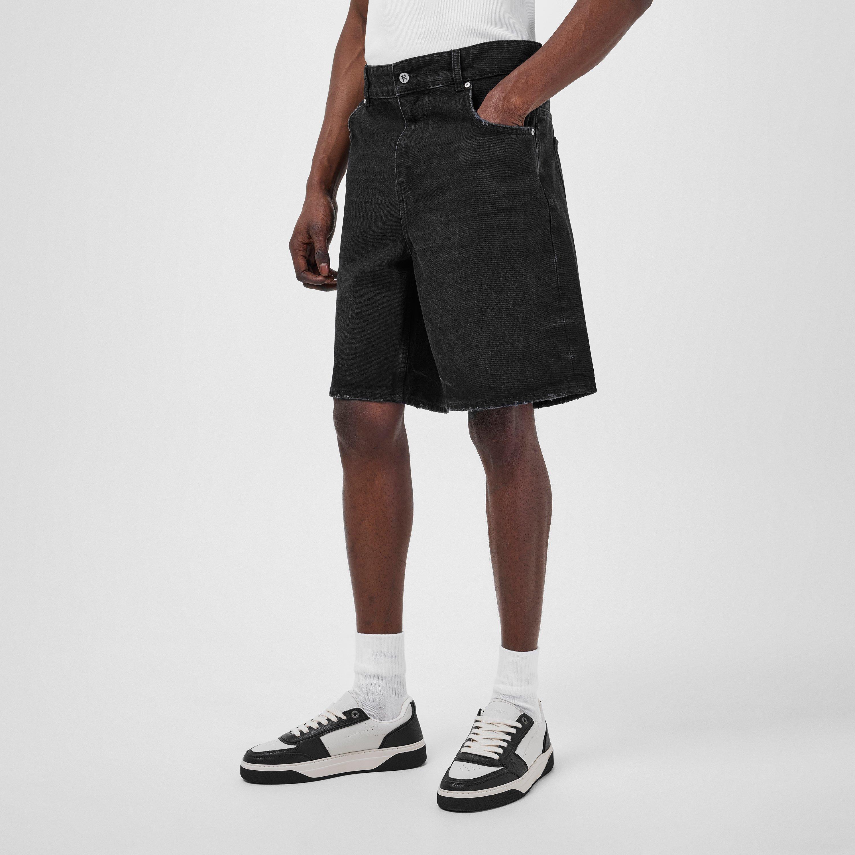 Jet Black - Represent - Men's Mid Rise Knee Length 5 Pocket Cotton Denim Shorts - 3