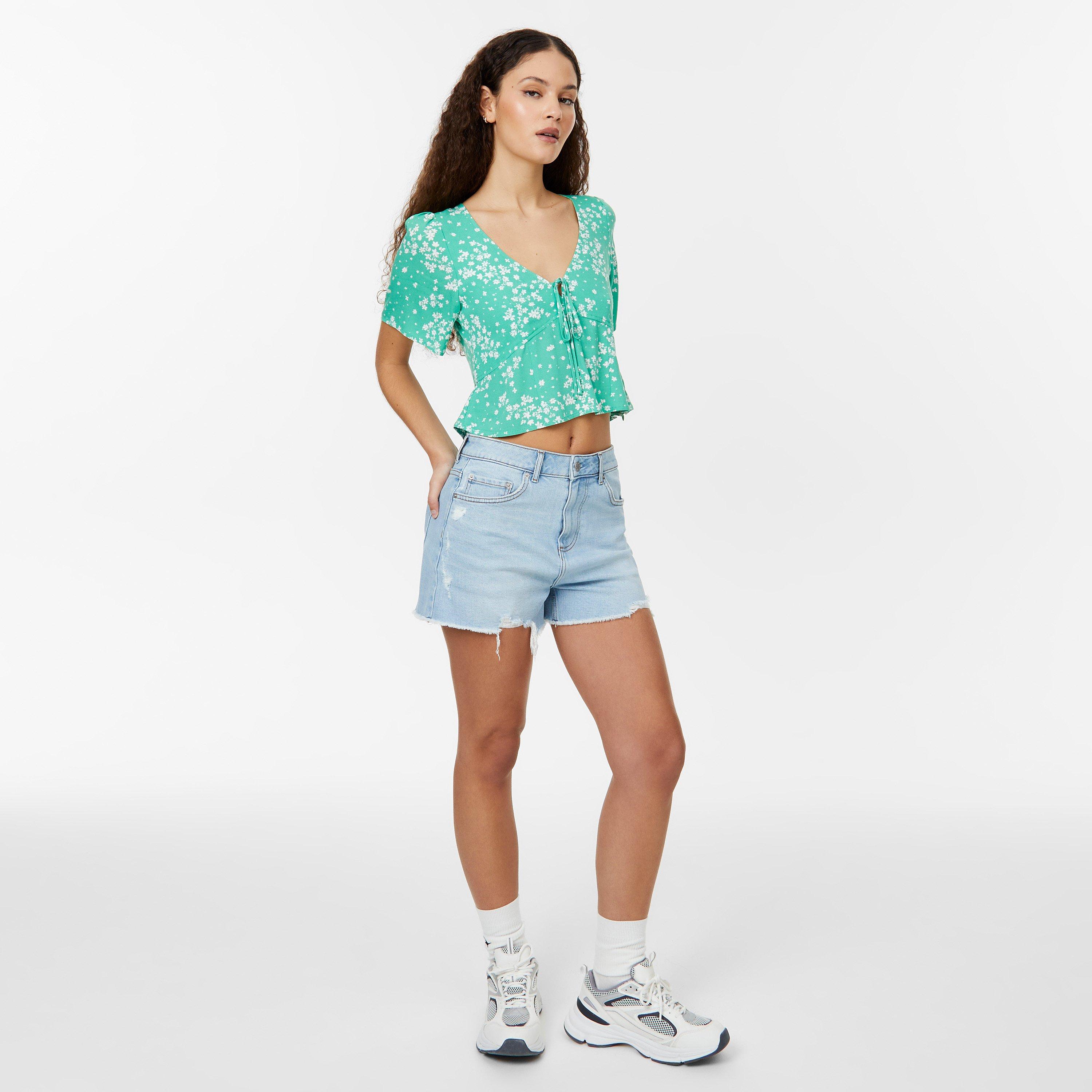 Light Blue Wash - Jack Wills - Denim Raw Hem Short - 4