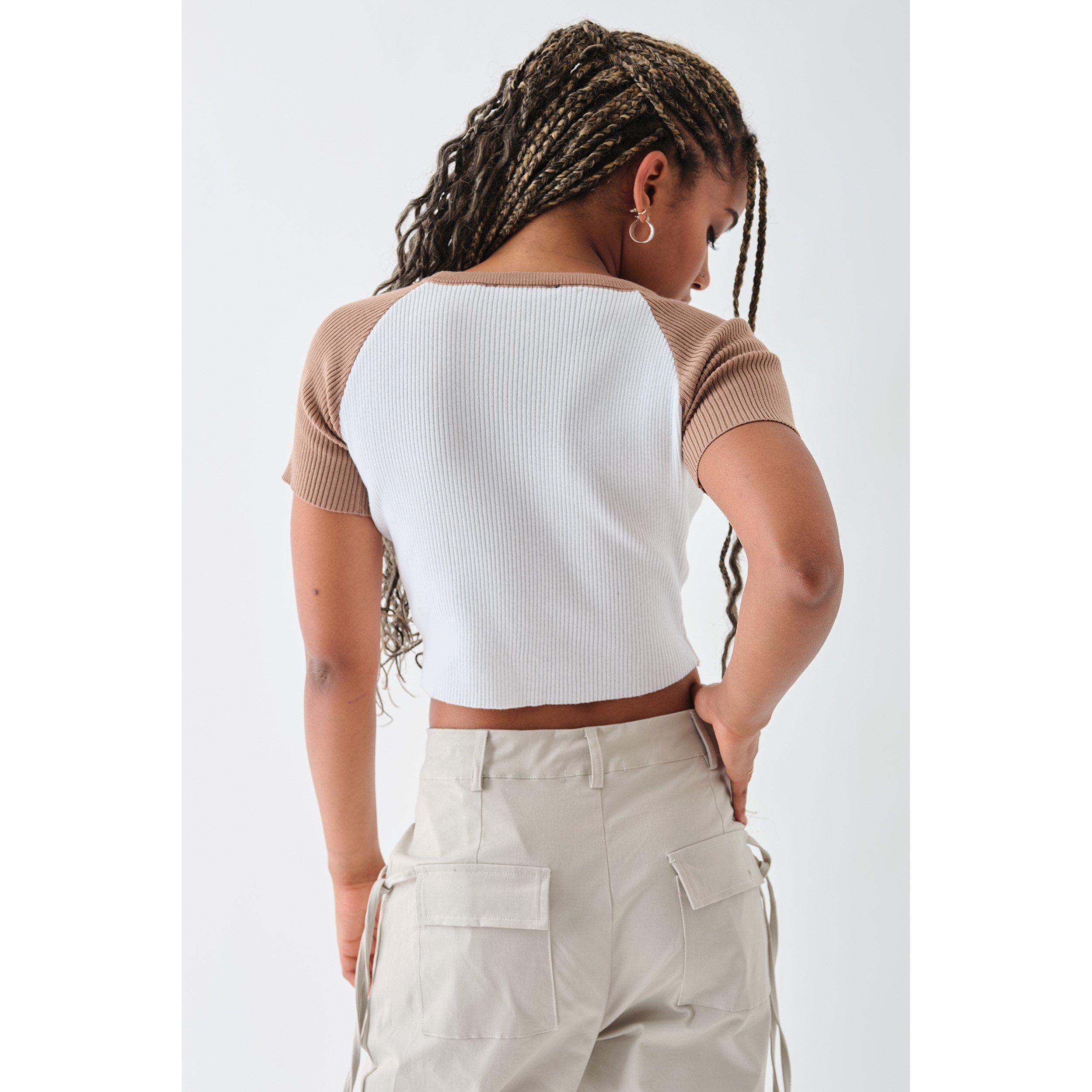 White - Daisy Street - Women's Raglan Crop Tops - 3