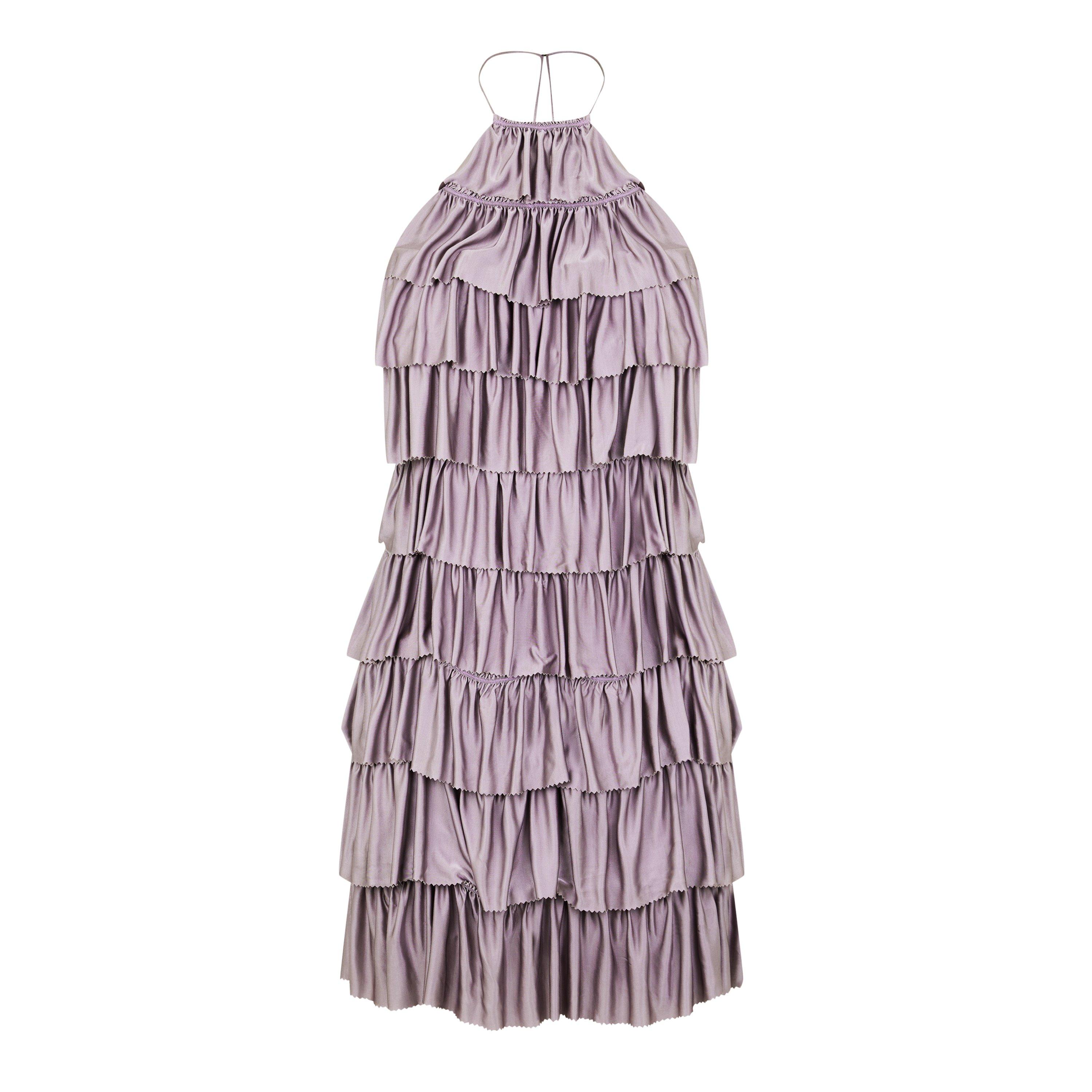 Mauve - Tom Ford - Women's Ruffled Halter Neck Viscose Mini Dress - 5