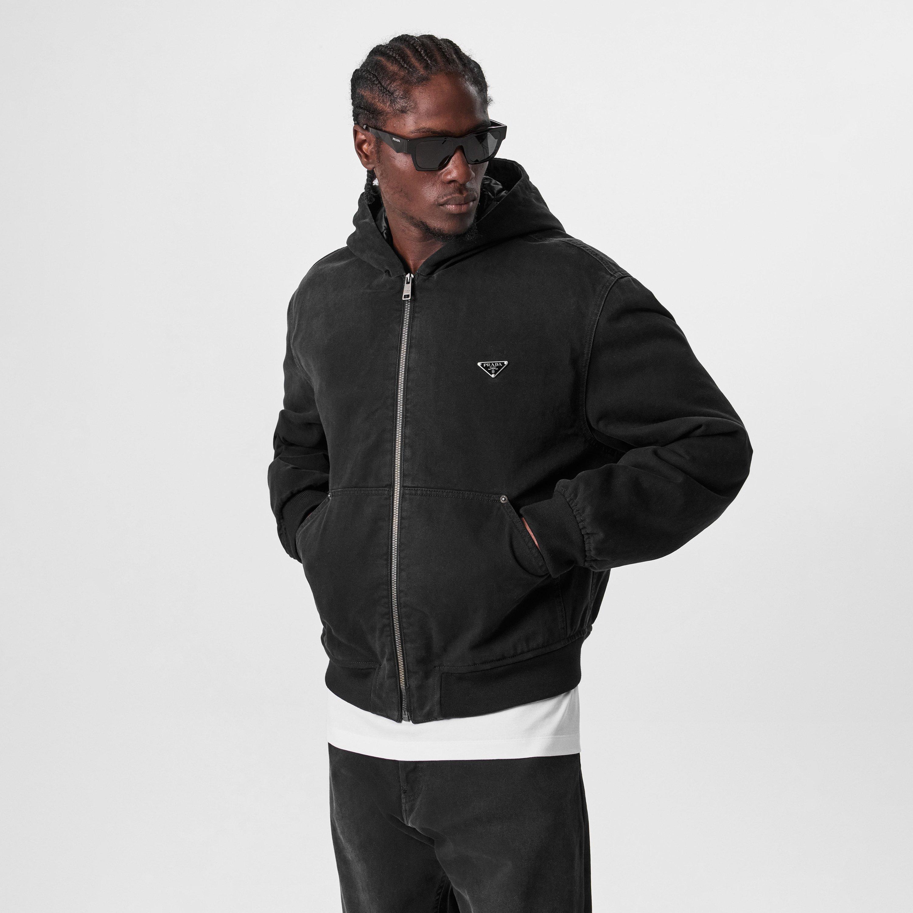 Faded Black - Prada - Men's Denim Hooded Long Sleeve Field Jacket - 3