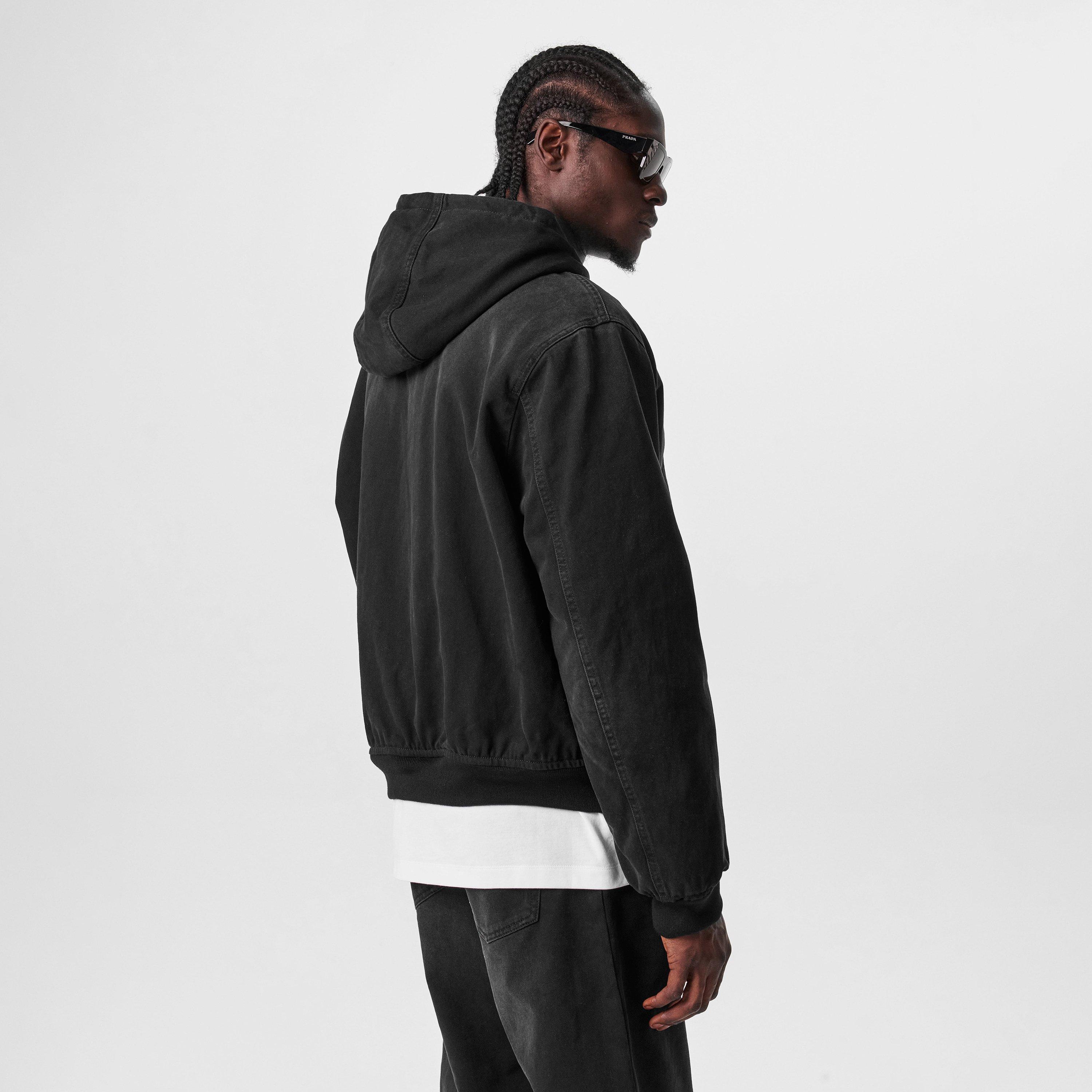 Faded Black - Prada - Men's Denim Hooded Long Sleeve Field Jacket - 4