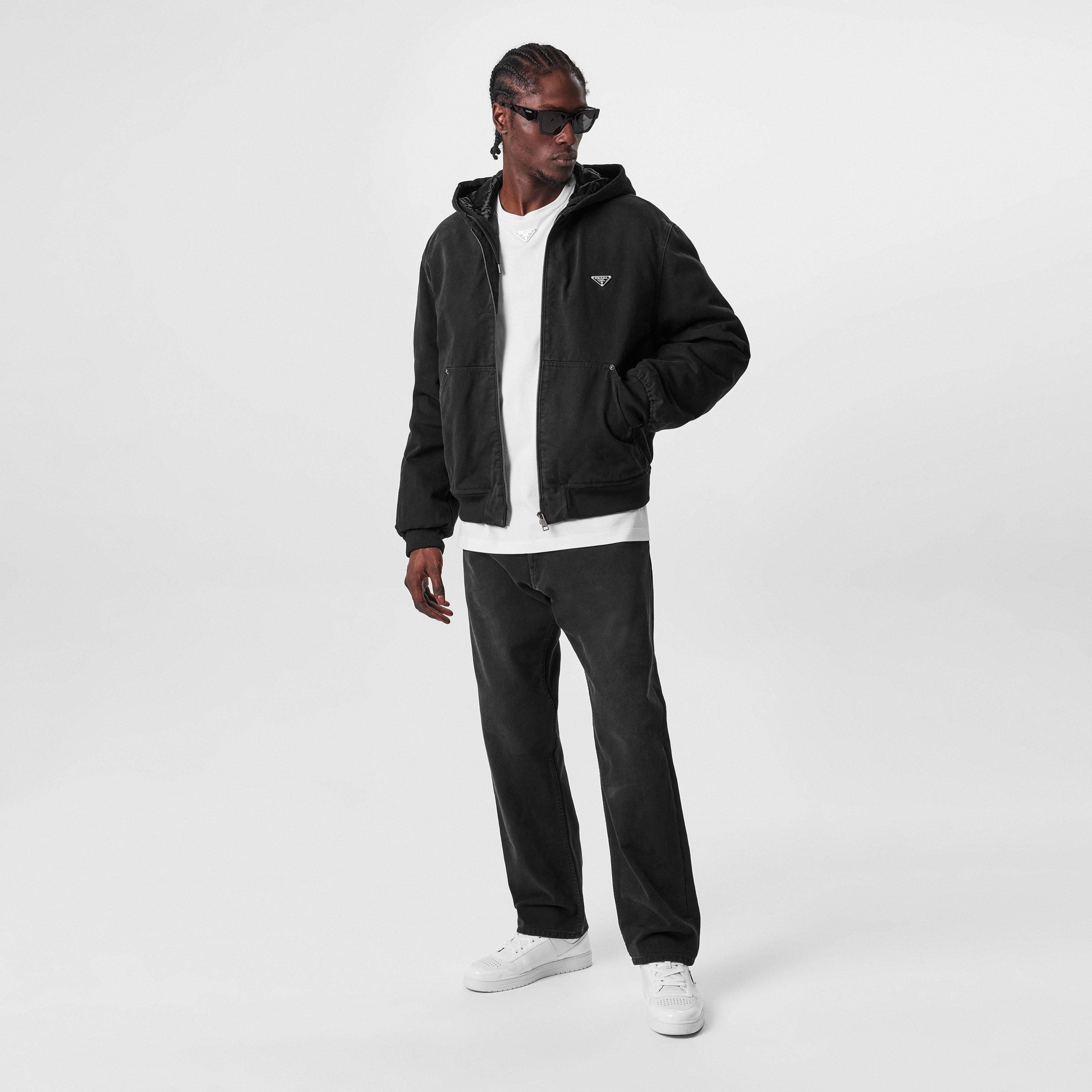 Faded Black - Prada - Men's Denim Hooded Long Sleeve Field Jacket - 6