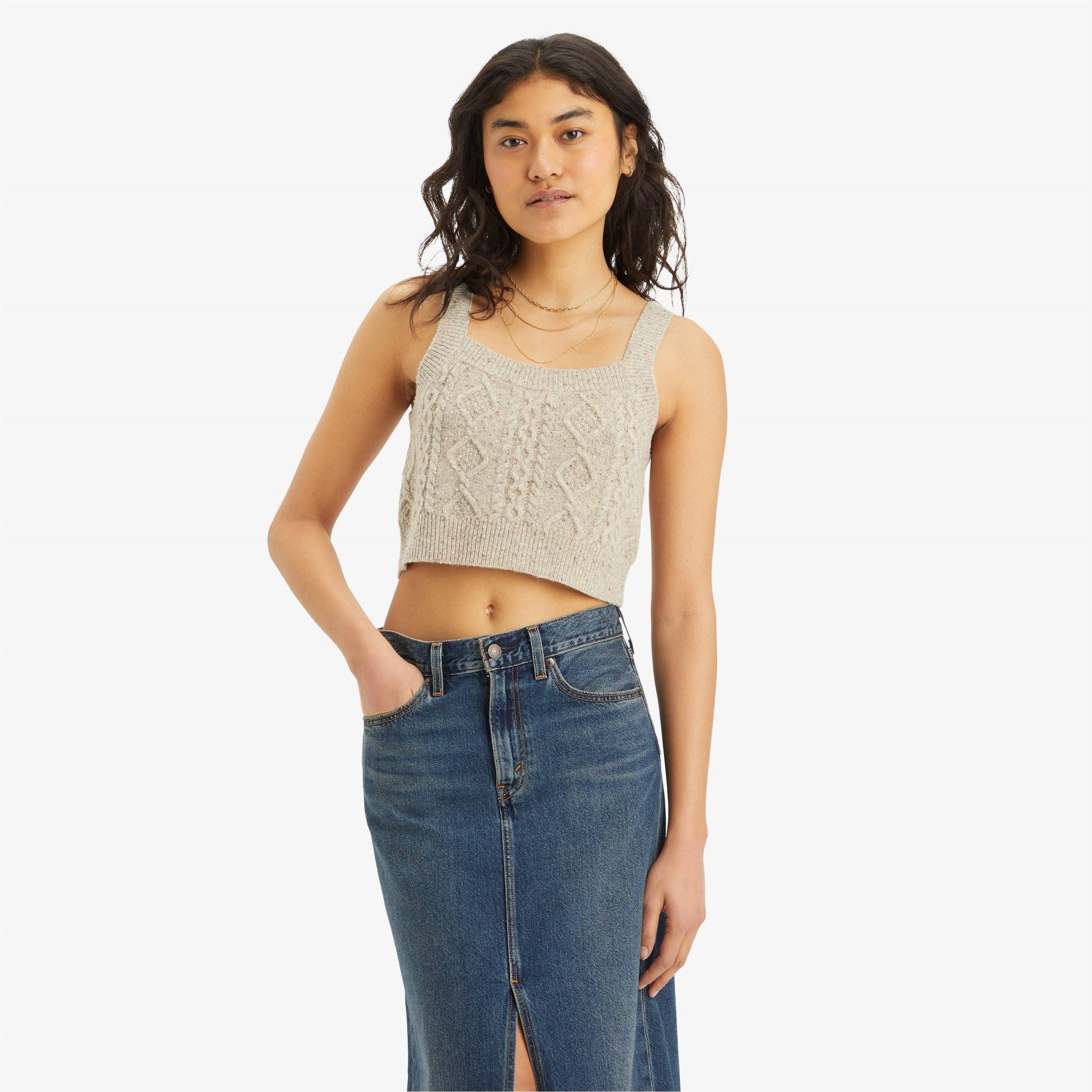Levis Women's Primrose Cable Oatmeal Vest - Oatmeal Heather - 12 (M)