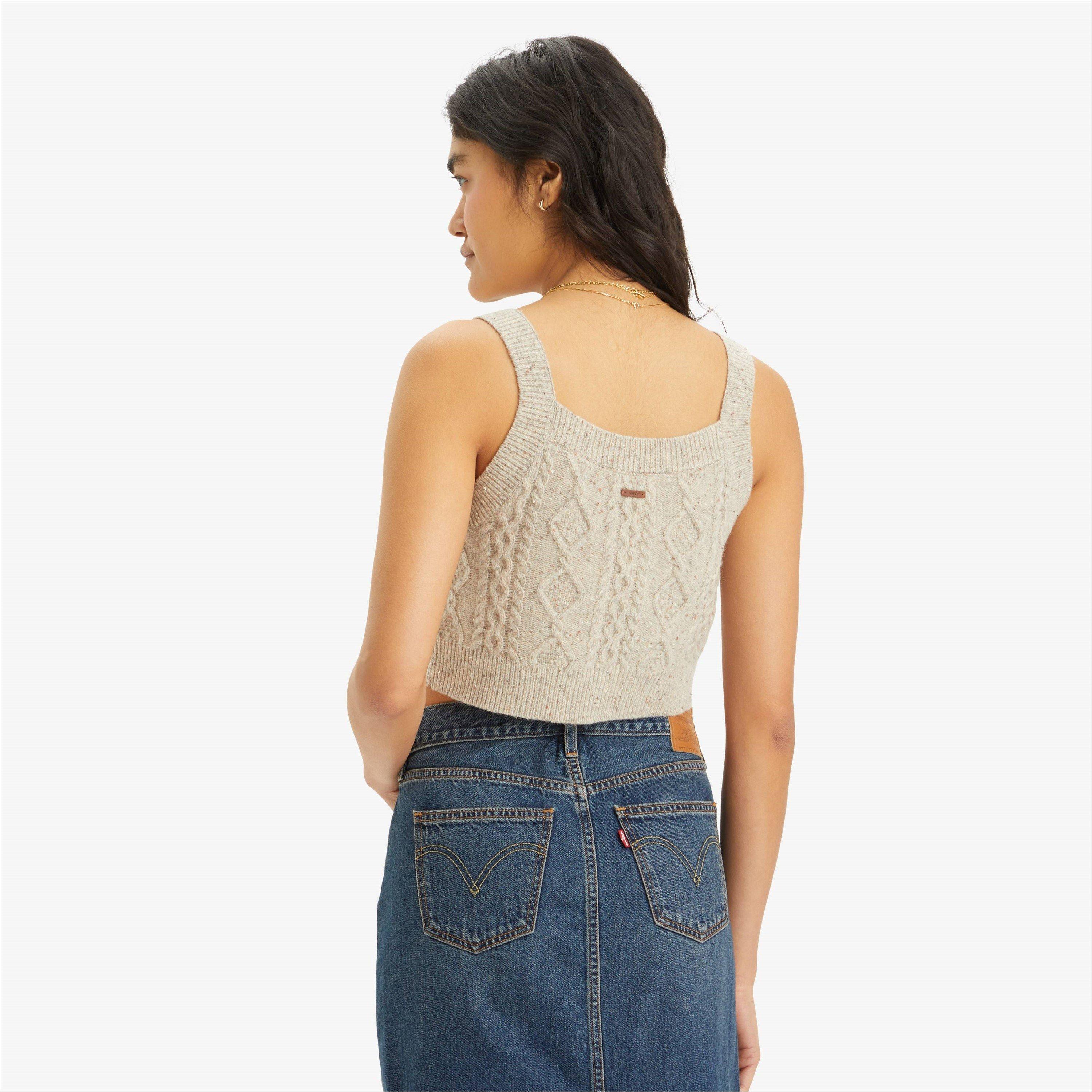 Oatmeal Heather - Levis - Women's Primrose Cable Oatmeal Vest - 2