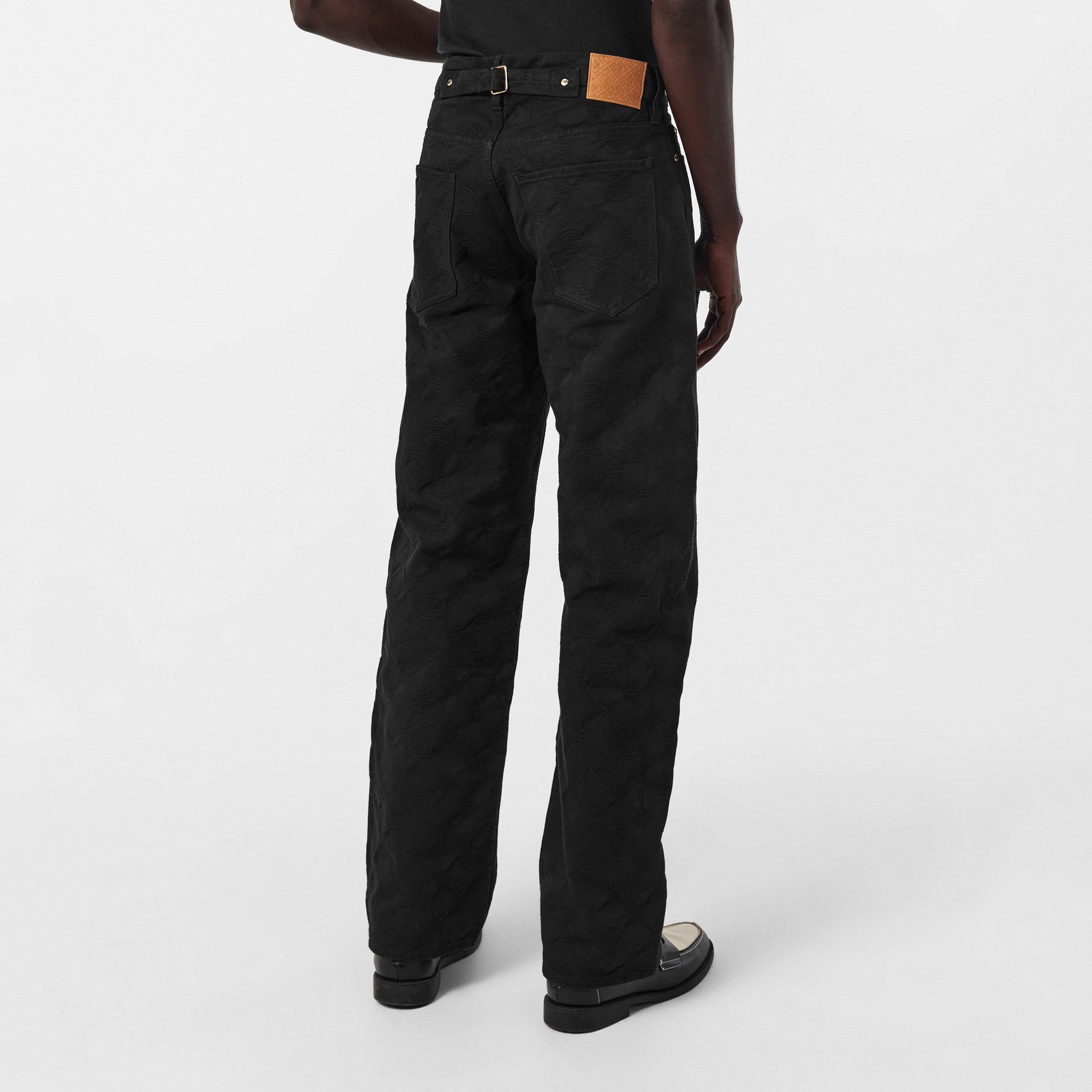 Black - Casablanca - Men's Mono Durable Denim Structured Fit Straight Leg Jeans - 4