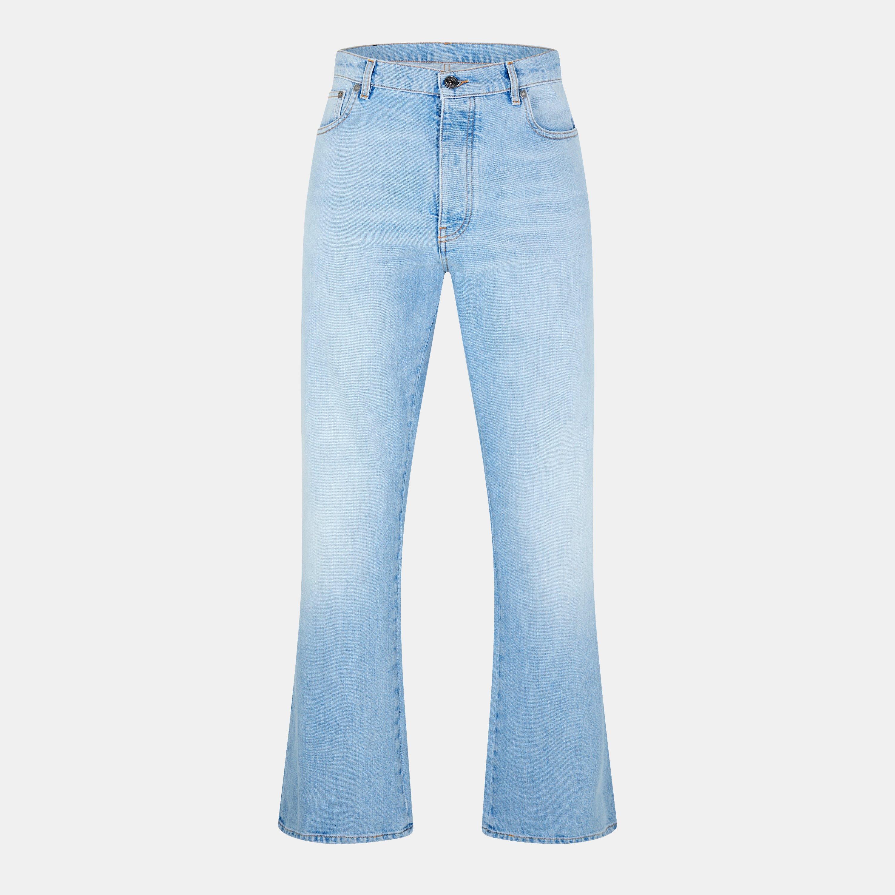 Navy Blue - Off White - Men's Diag Relax Relaxed Straight Leg Jeans - 1