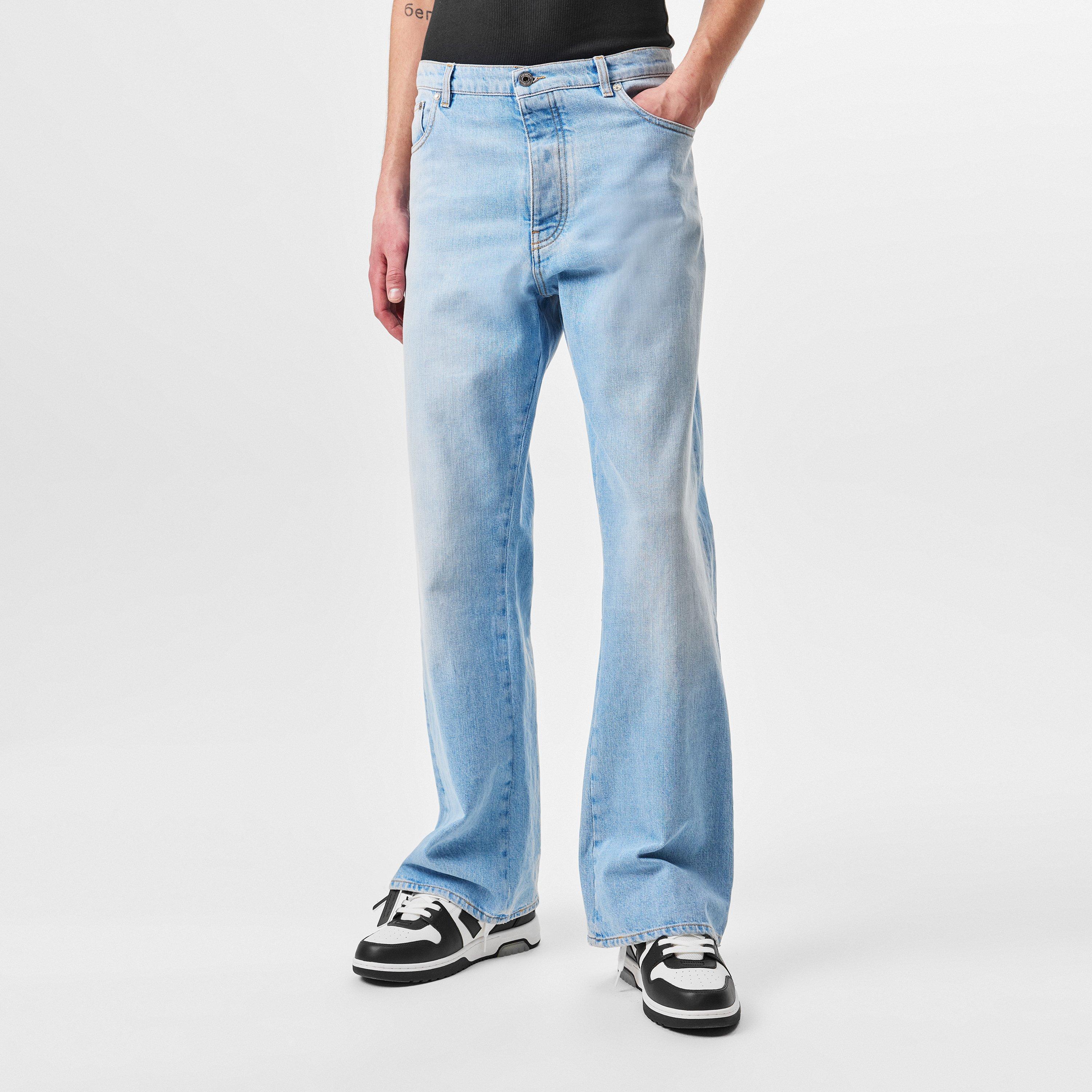 Navy Blue - Off White - Men's Diag Relax Jean, Diag Design - 3
