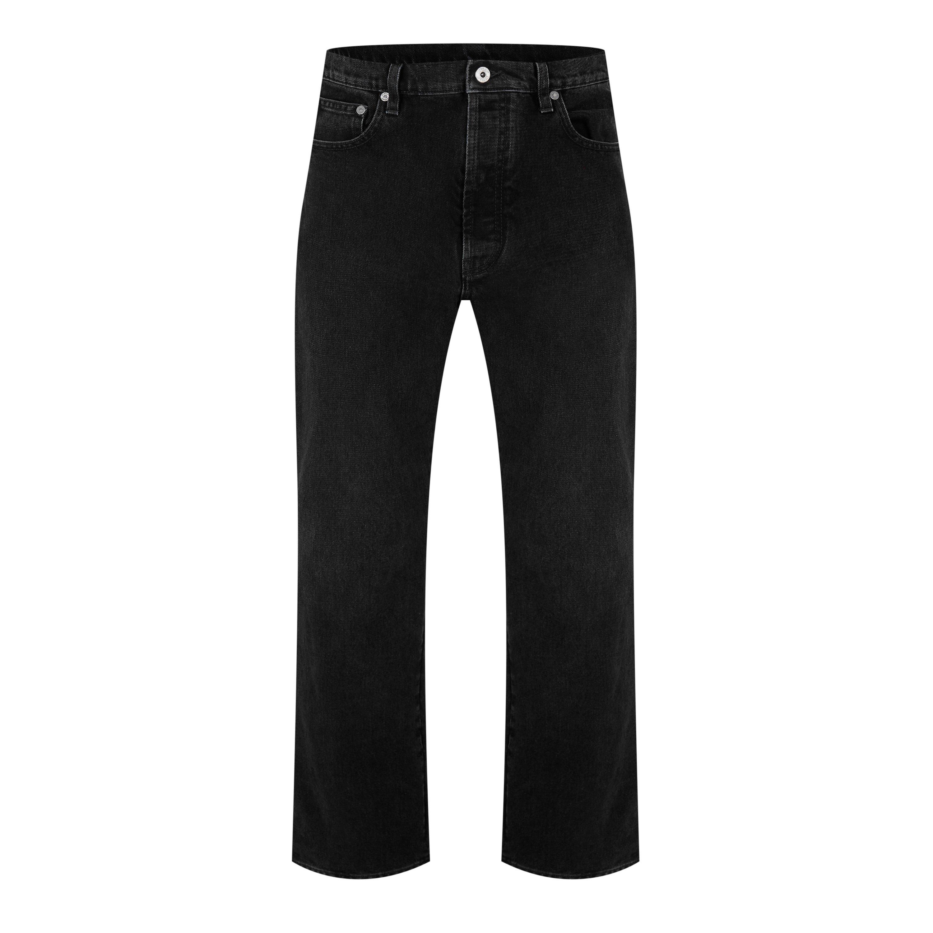 Black - Off White - Men's Diag Relax Jean, Diagonal Design - 7
