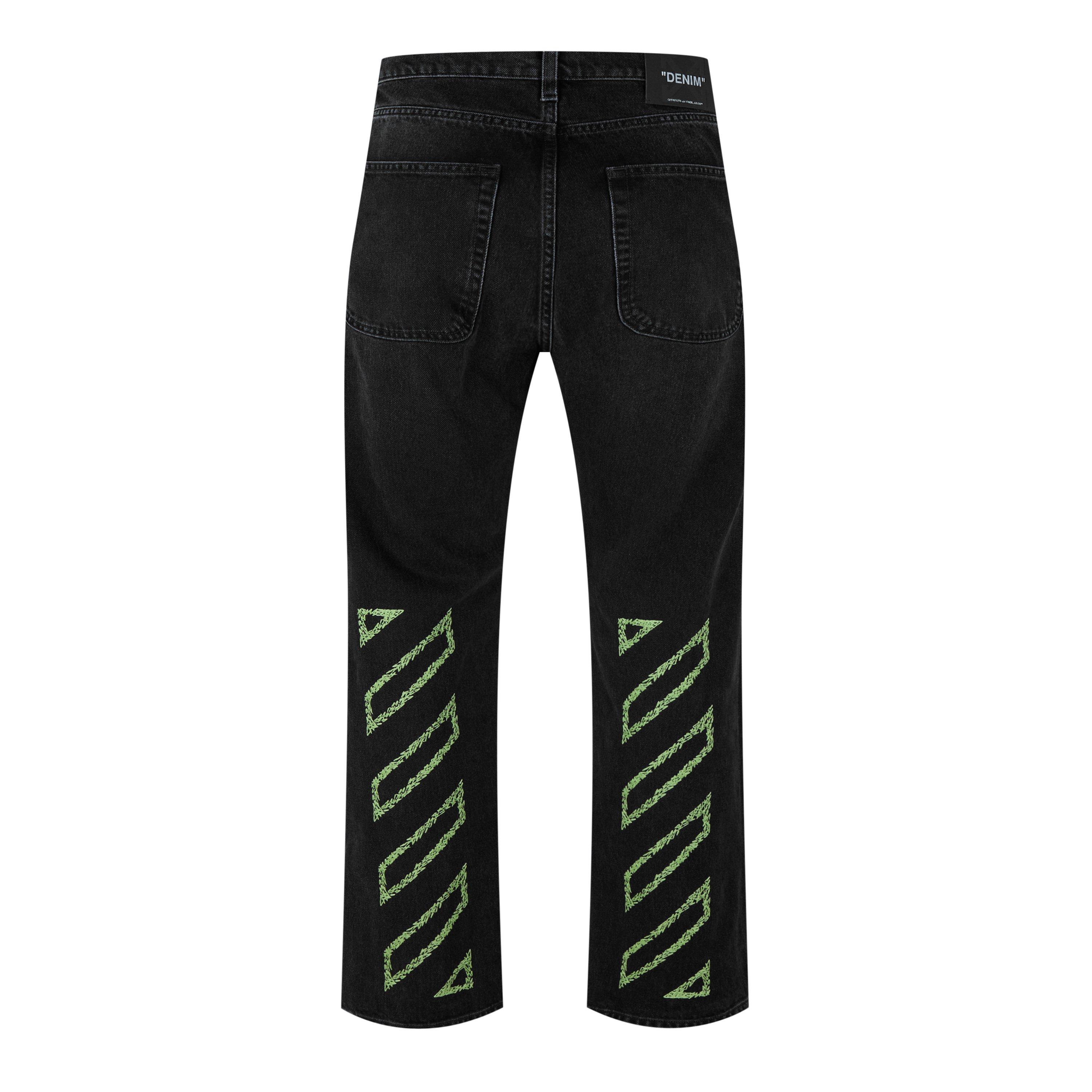 Black - Off White - Men's Diag Relax Jean, Diagonal Design - 8