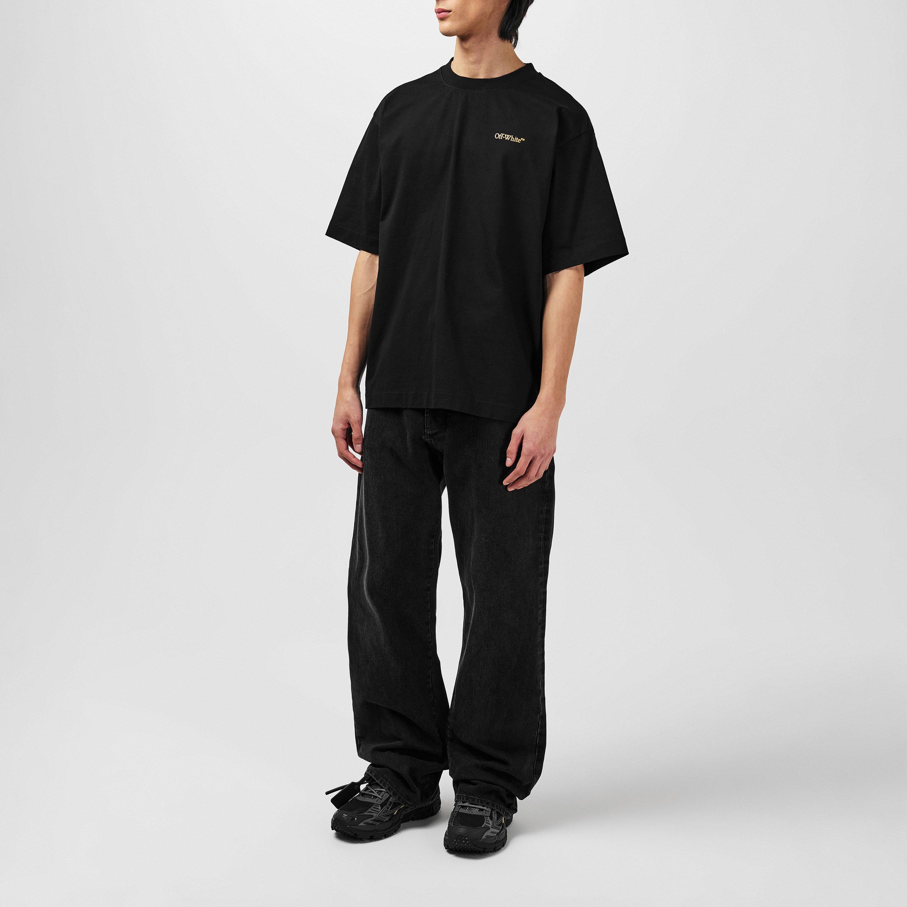 Black - Off White - Men's Diag Relax Jean, Diagonal Design - 6